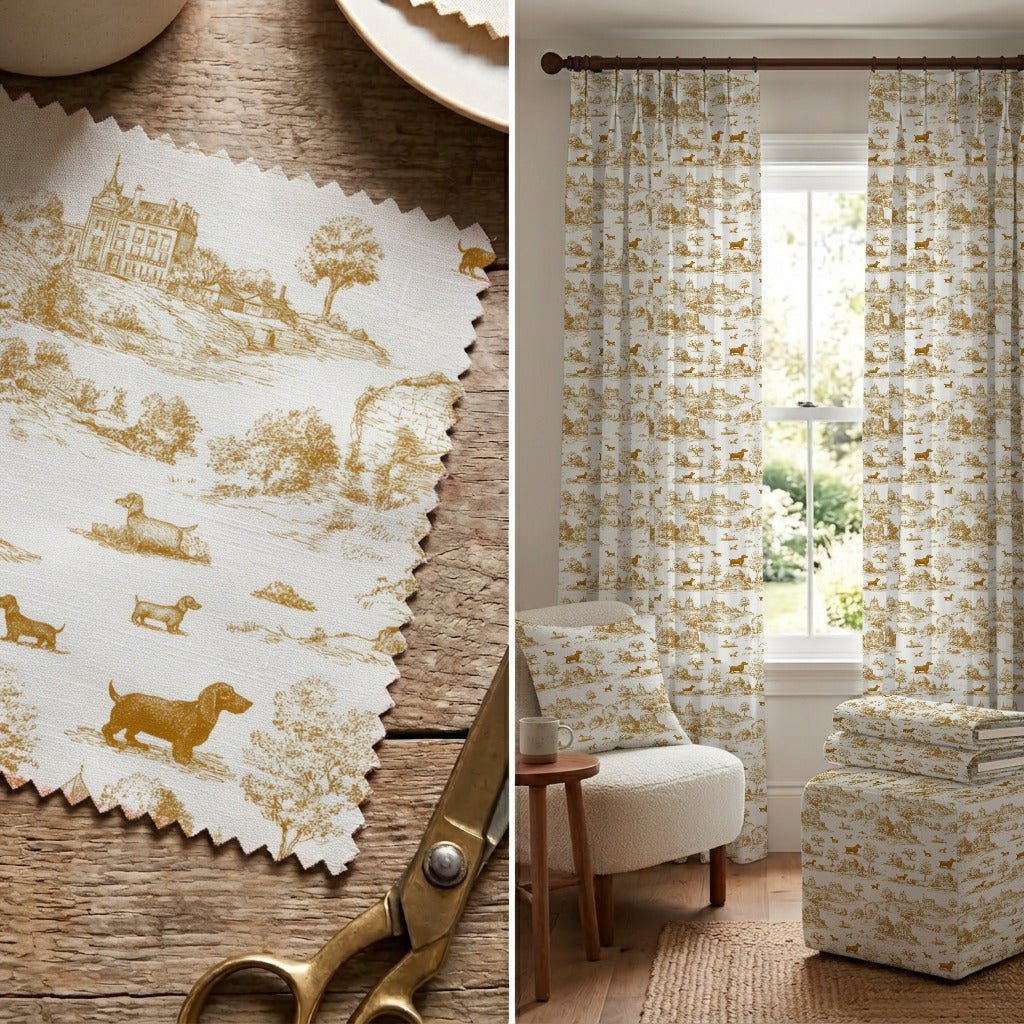 Dachshund Country Toile - Fabric - Linen Rowe