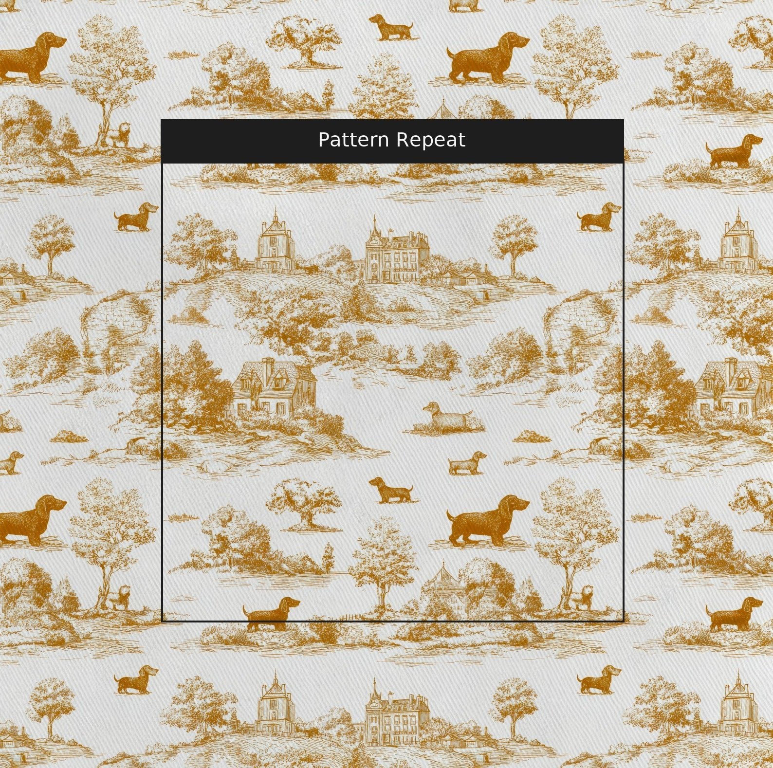 Dachshund Country Toile - Fabric - Linen Rowe