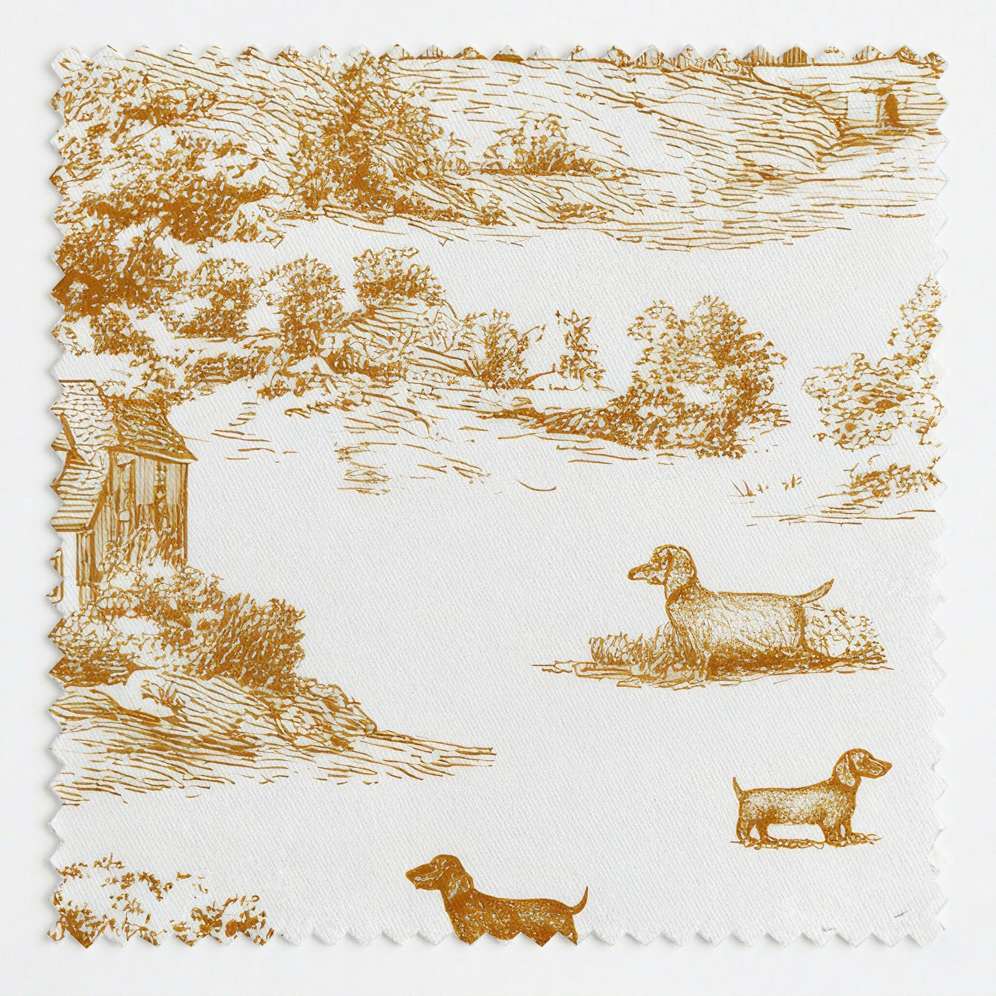 Dachshund Country Toile - Fabric - Linen Rowe