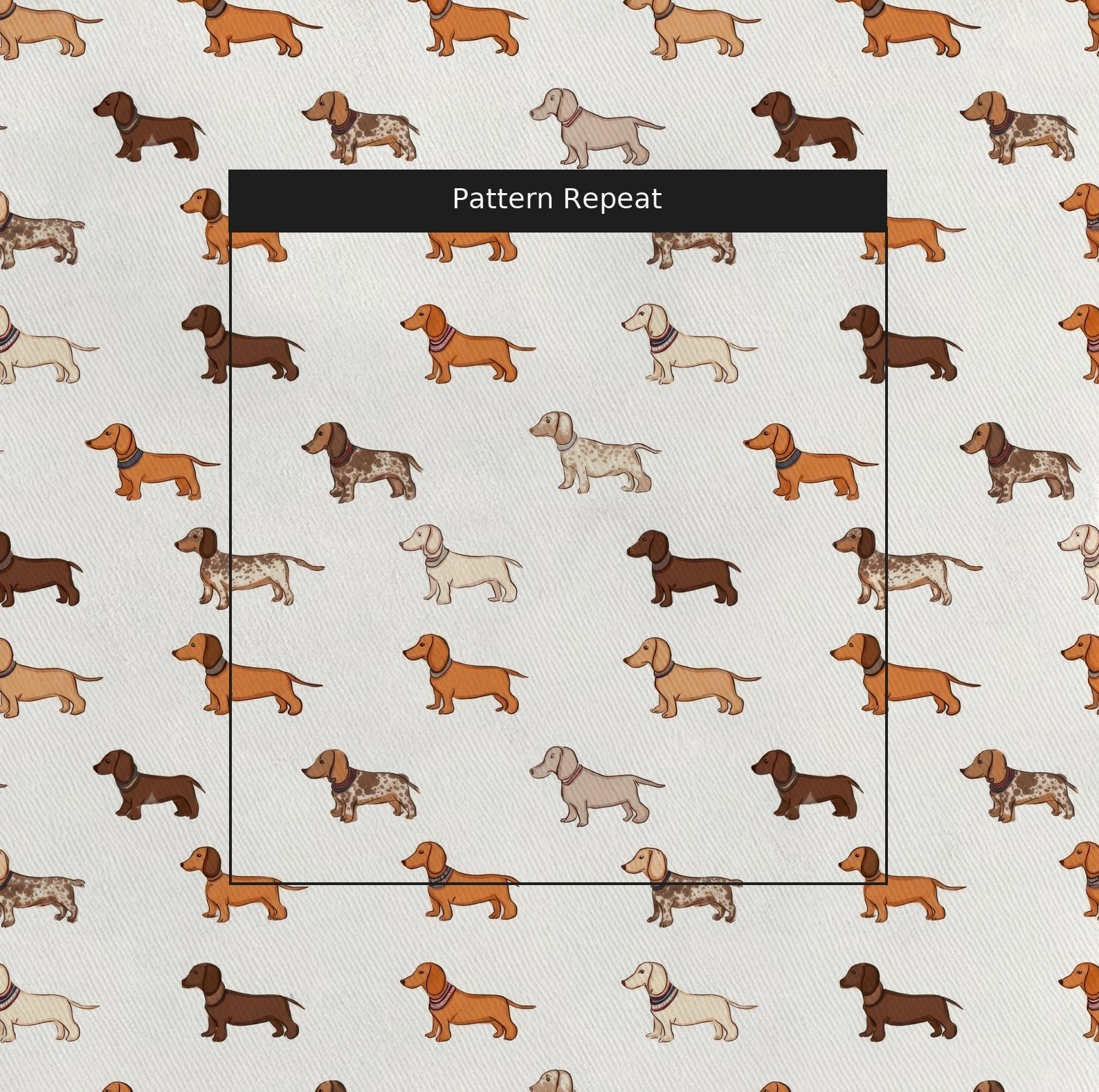Dachshund Ditsy Cream - Fabric - Linen Rowe