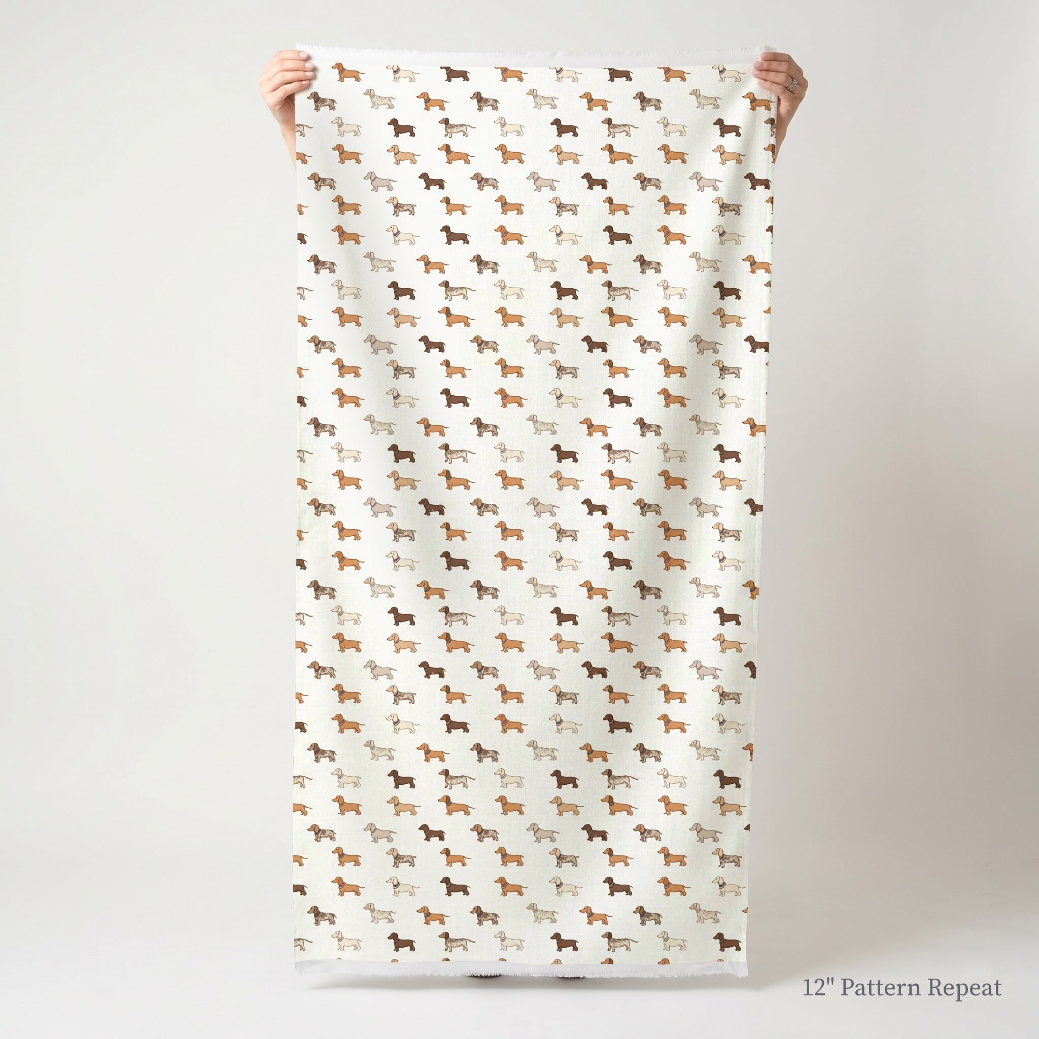 Dachshund Ditsy Cream - Fabric - Linen Rowe