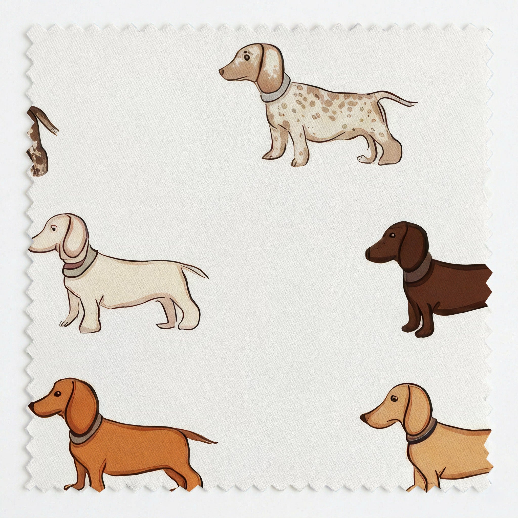 Dachshund Ditsy Cream - Fabric - Linen Rowe