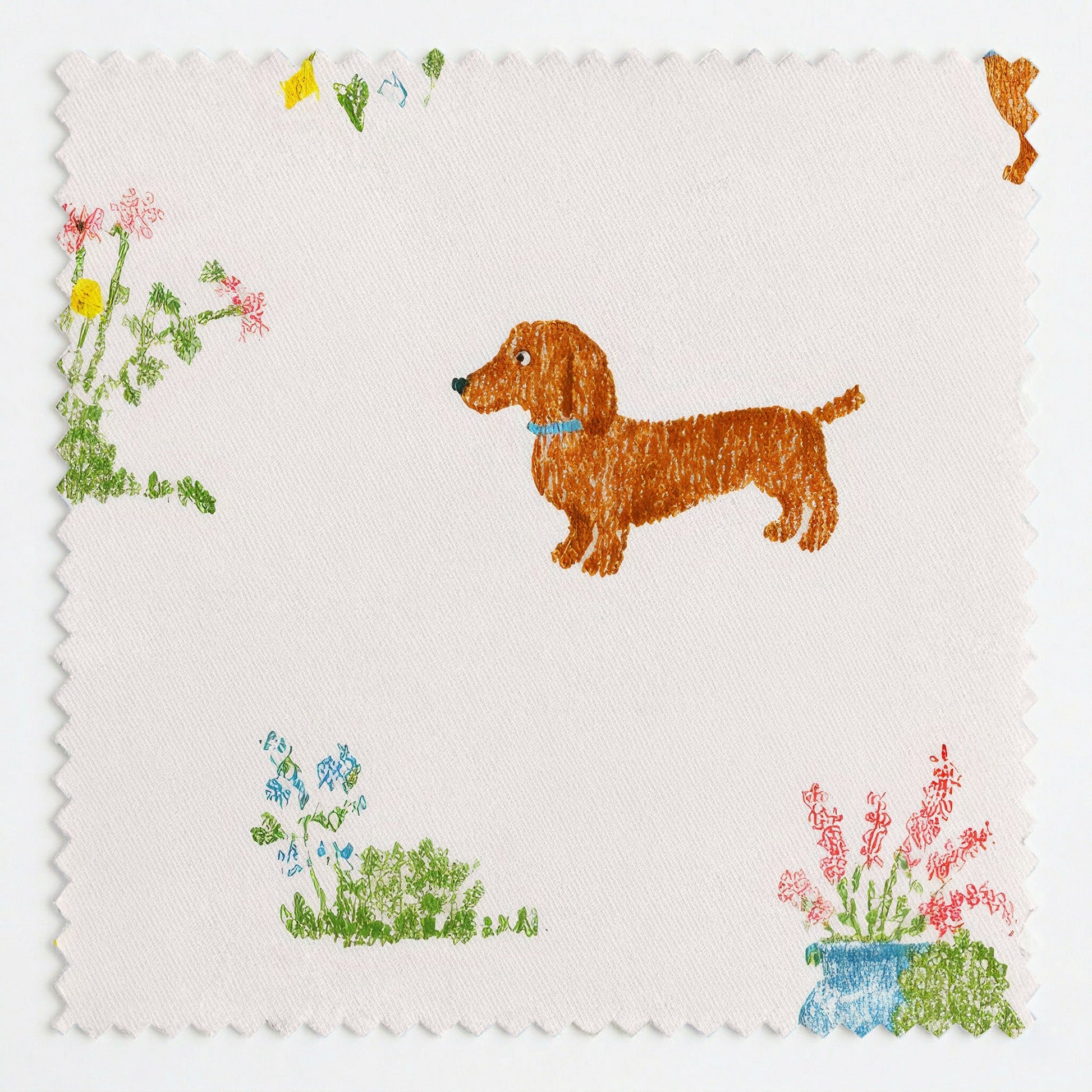 Dachshund Garden - Fabric - Linen Rowe