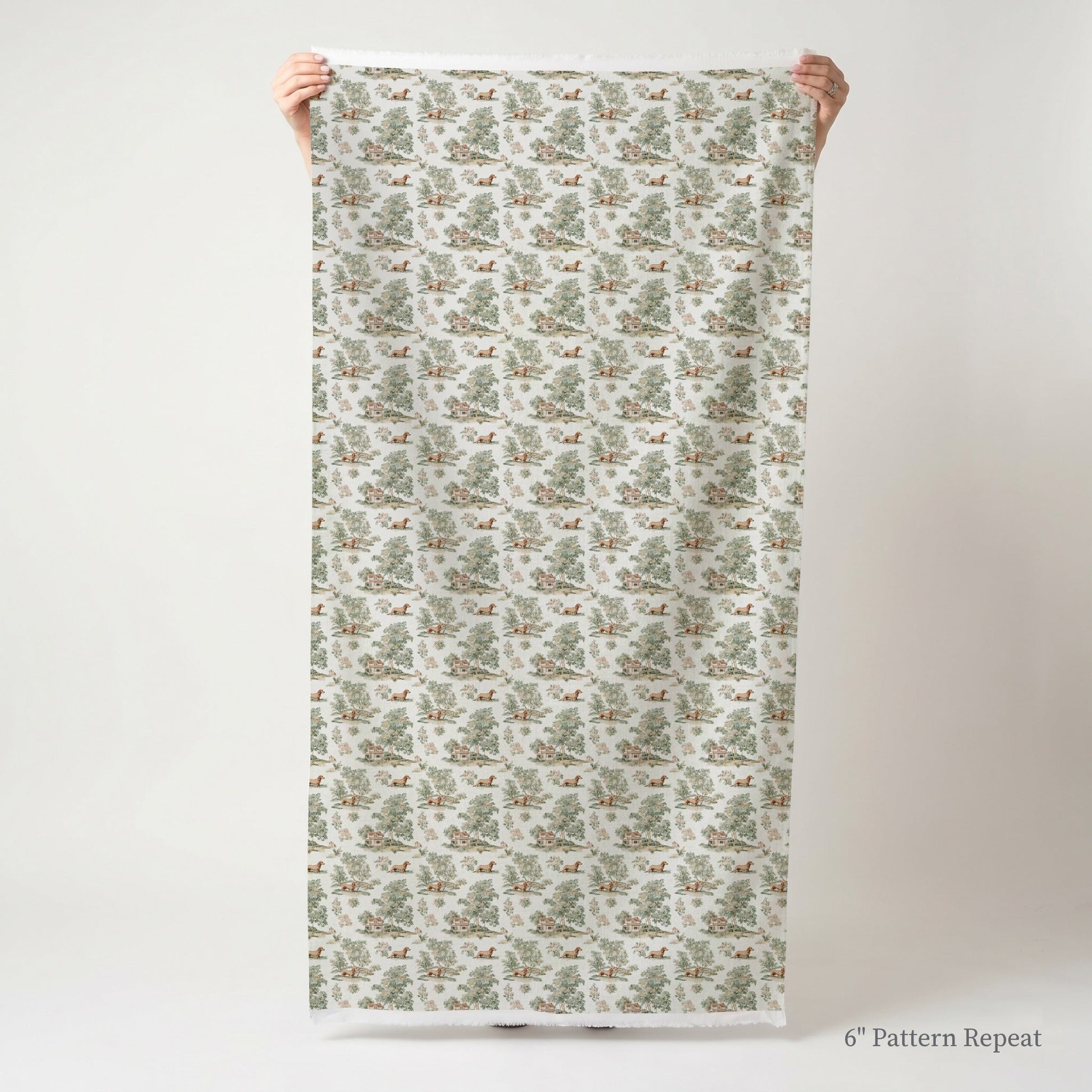 Dachshund Garden Toile - Fabric - Linen Rowe