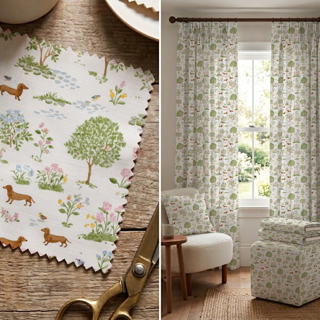 Dachshund Park - Fabric - Linen Rowe