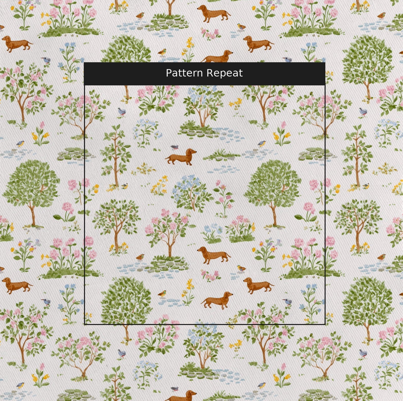 Dachshund Park - Fabric - Linen Rowe