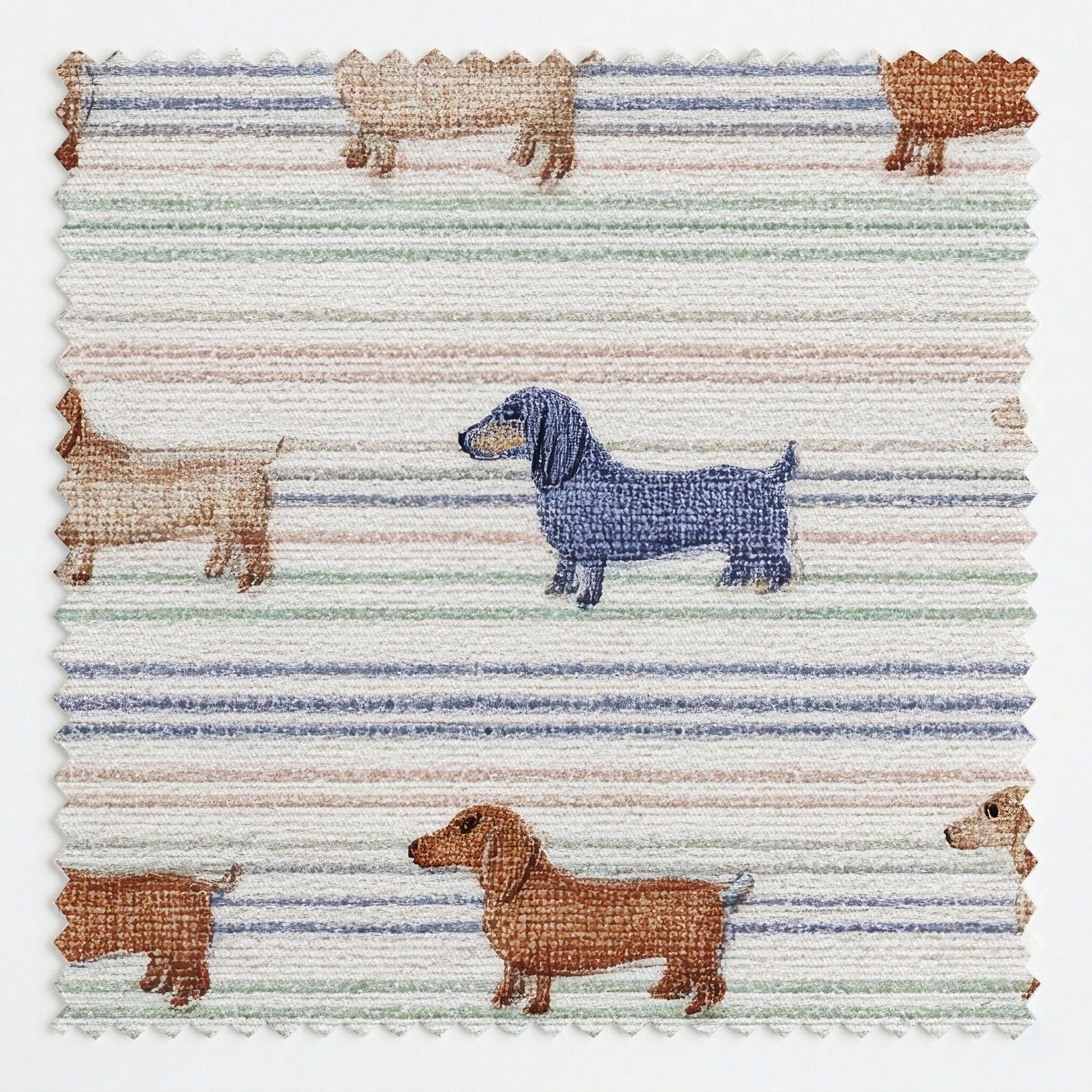 Dachshund Pastel Stripes - Fabric - Linen Rowe
