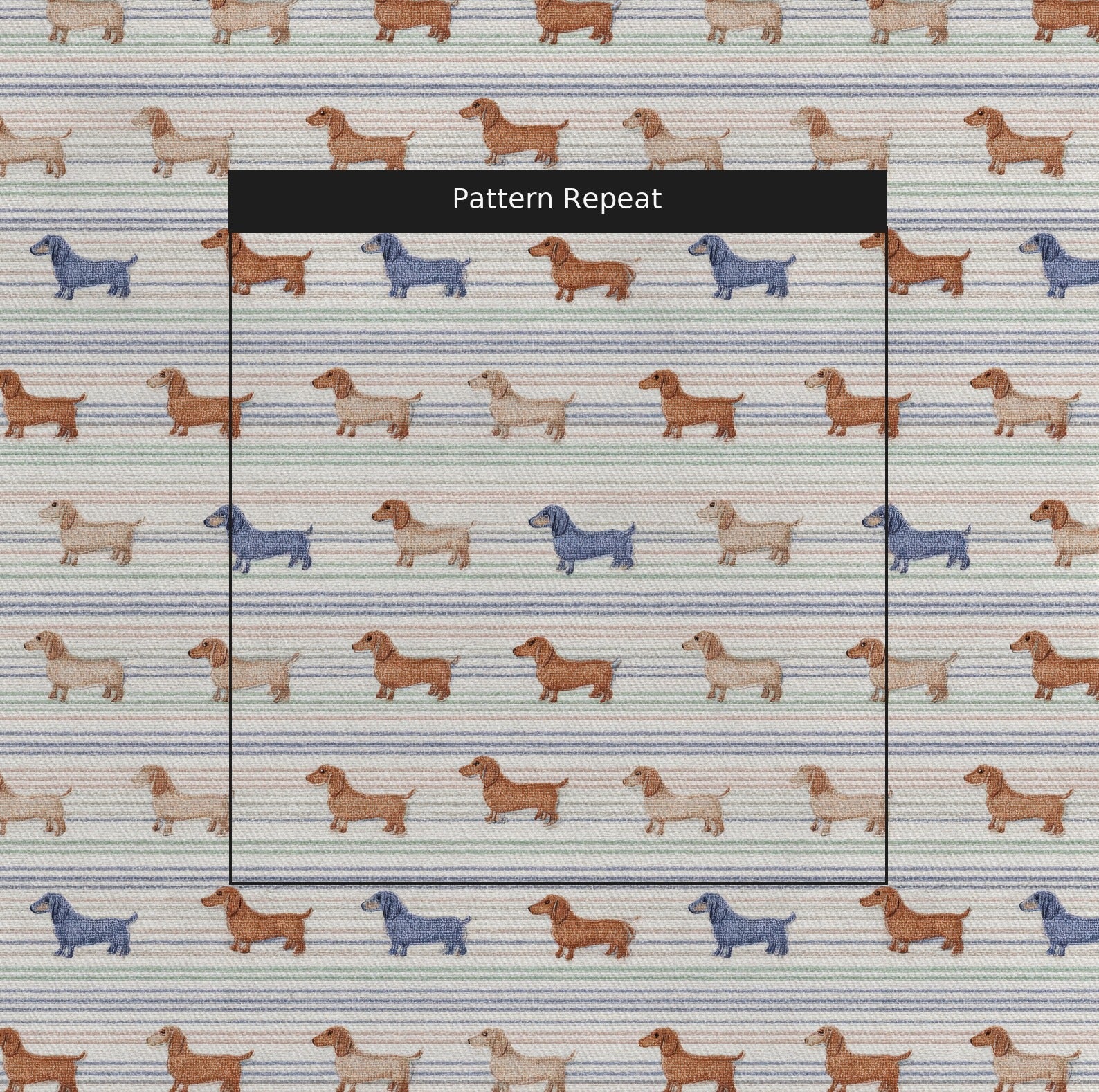 Dachshund Pastel Stripes - Fabric - Linen Rowe