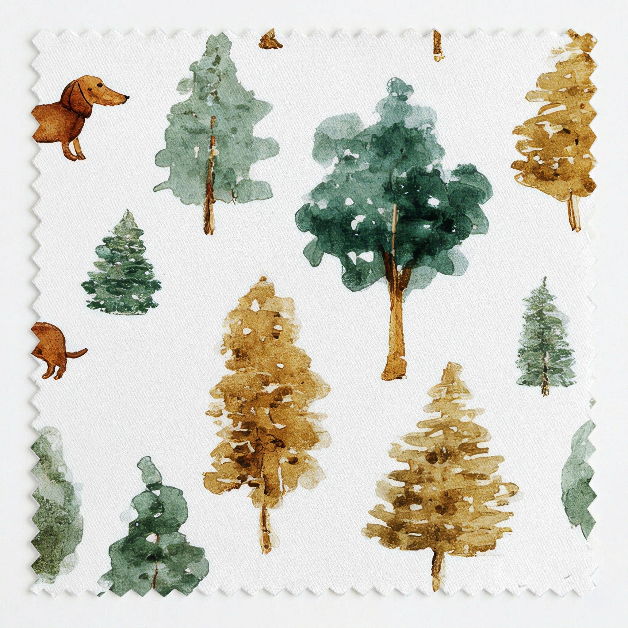 Dachshund Pine Woods - Fabric - Linen Rowe