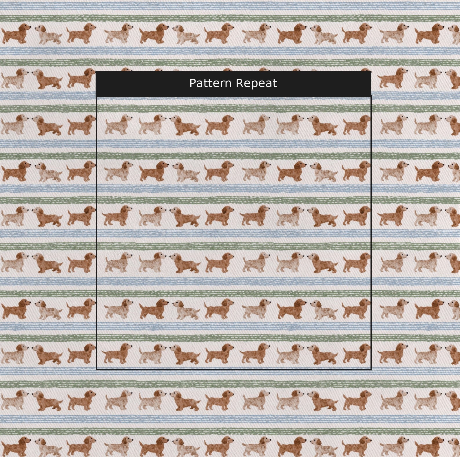 Dachshund Stripes - Fabric - Linen Rowe