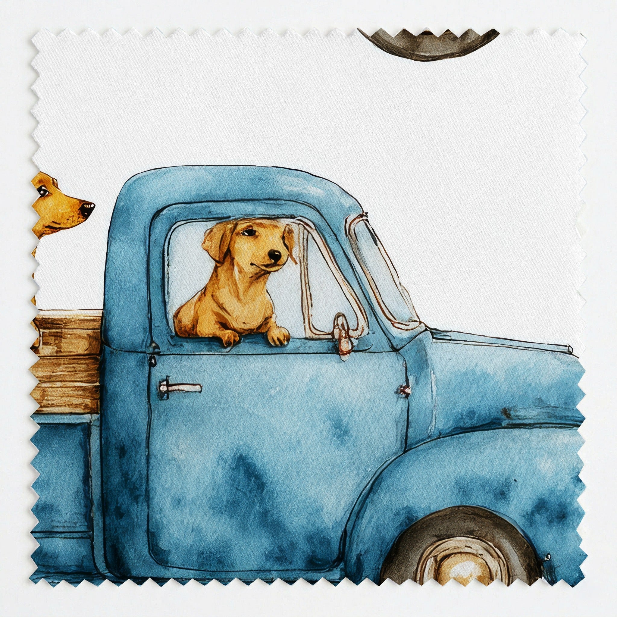 Dachshund Sunday Drive - Fabric - Linen Rowe