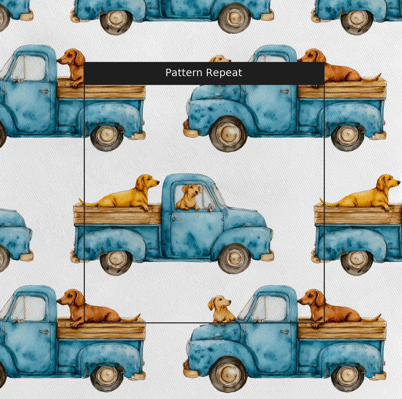 Dachshund Sunday Drive - Fabric - Linen Rowe