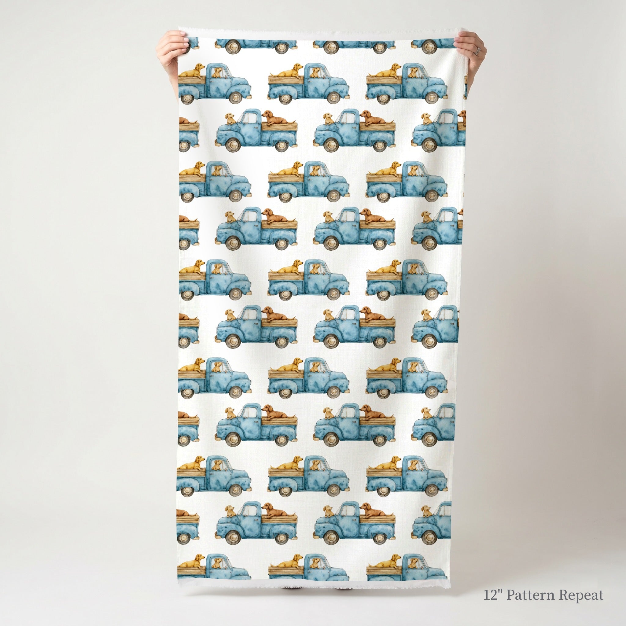 Dachshund Sunday Drive - Fabric - Linen Rowe