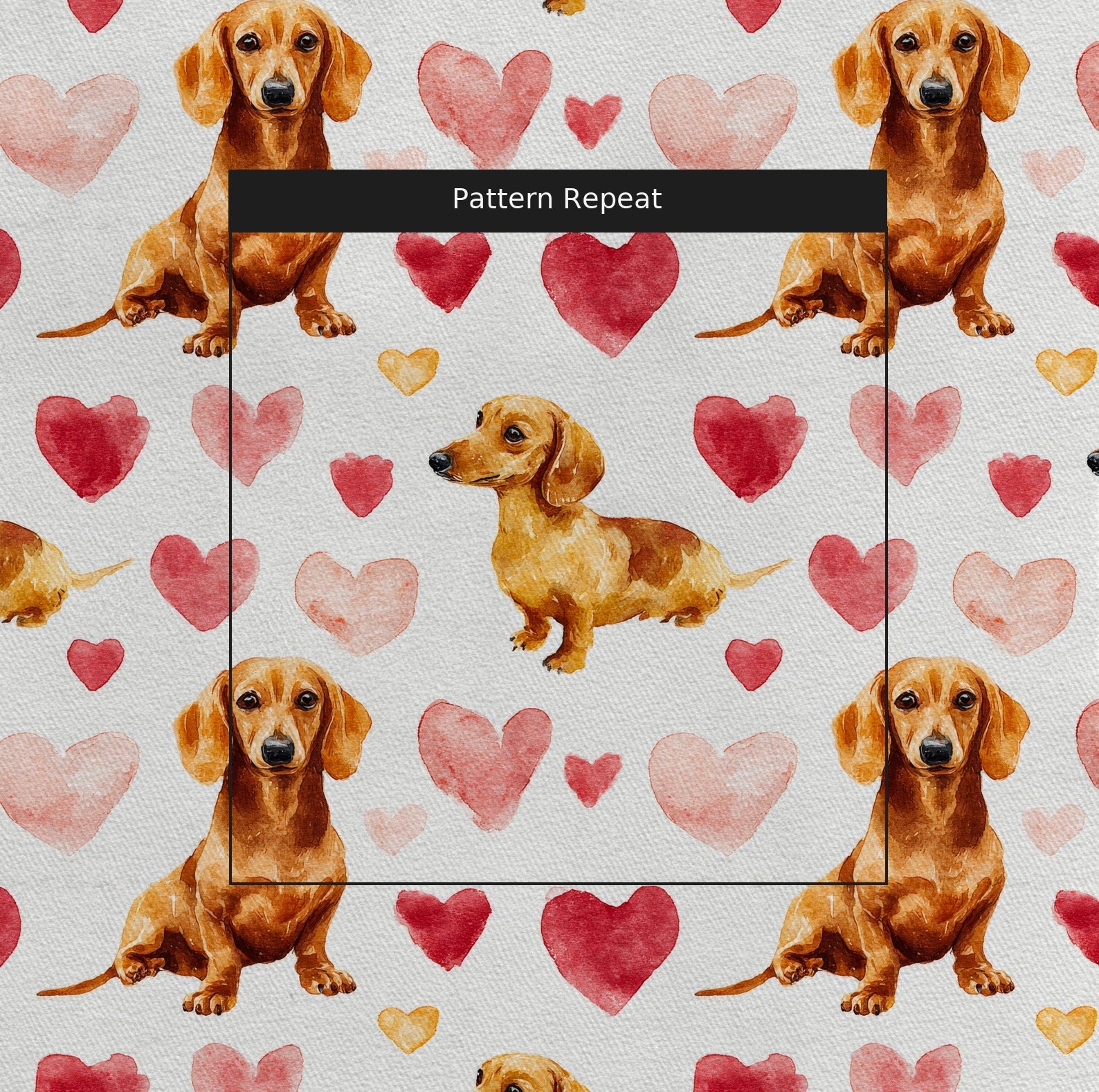 Dachshund Sweetheart - Fabric - Linen Rowe