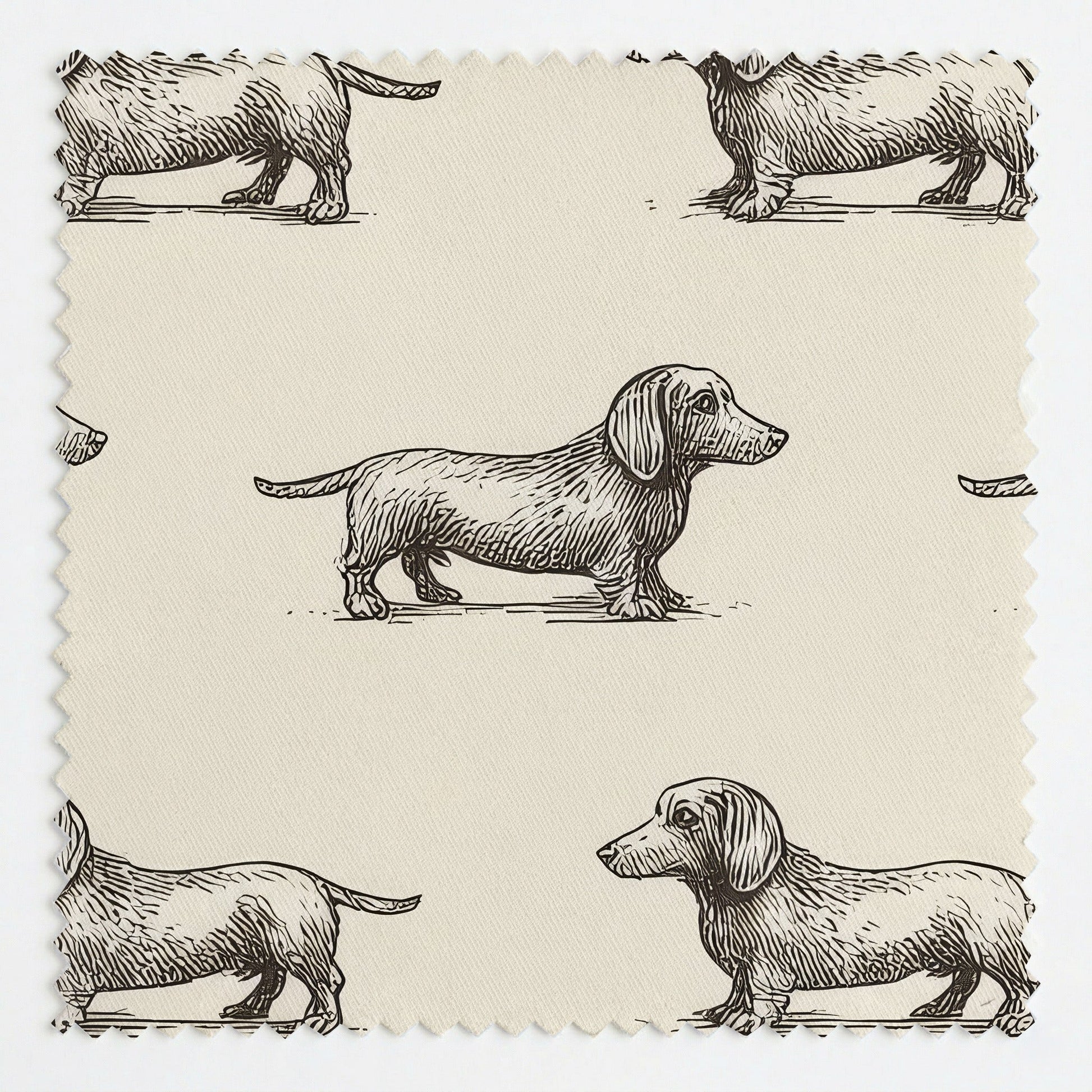 Dachshund Tiny Print - Fabric - Linen Rowe