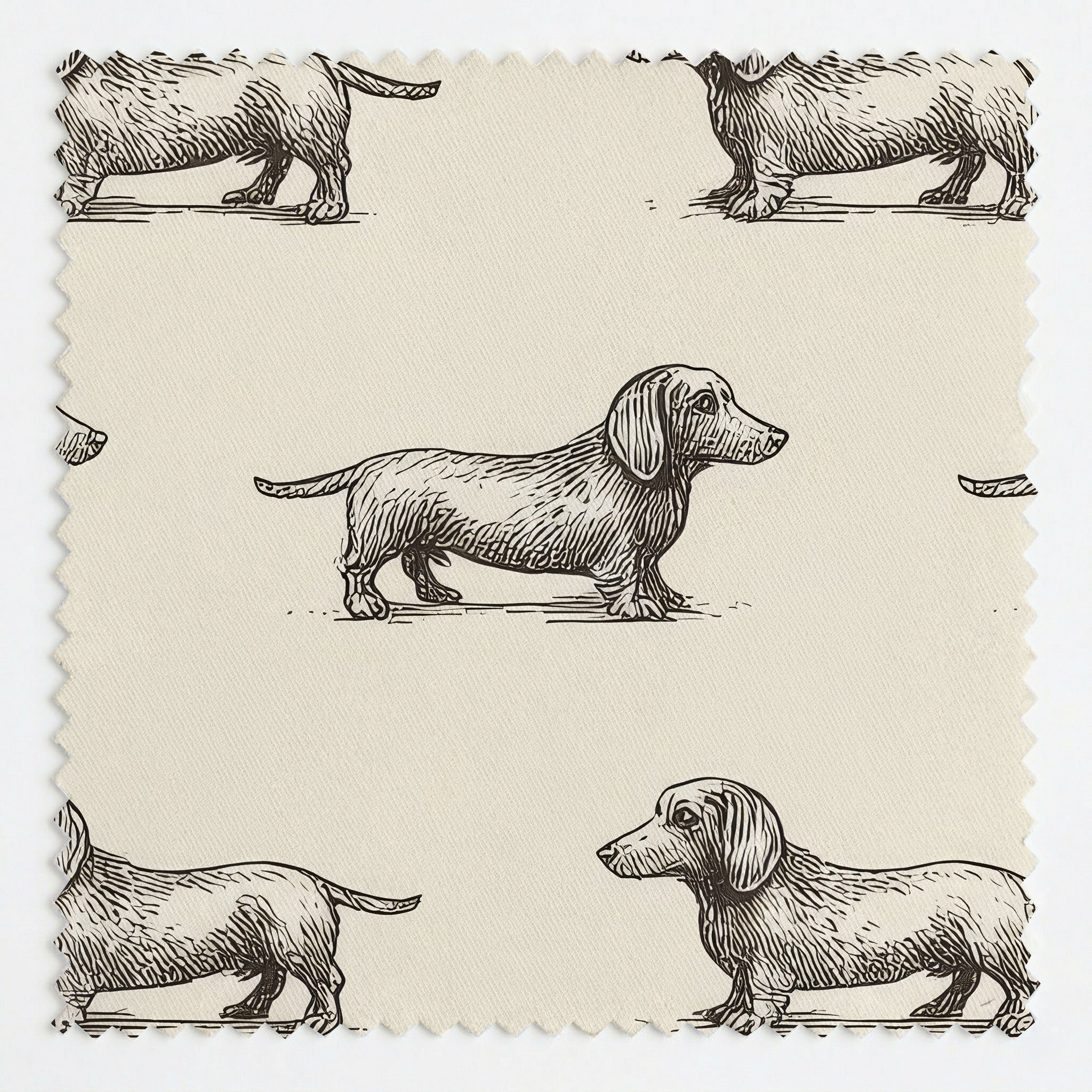 Dachshund Tiny Print - Fabric - Linen Rowe