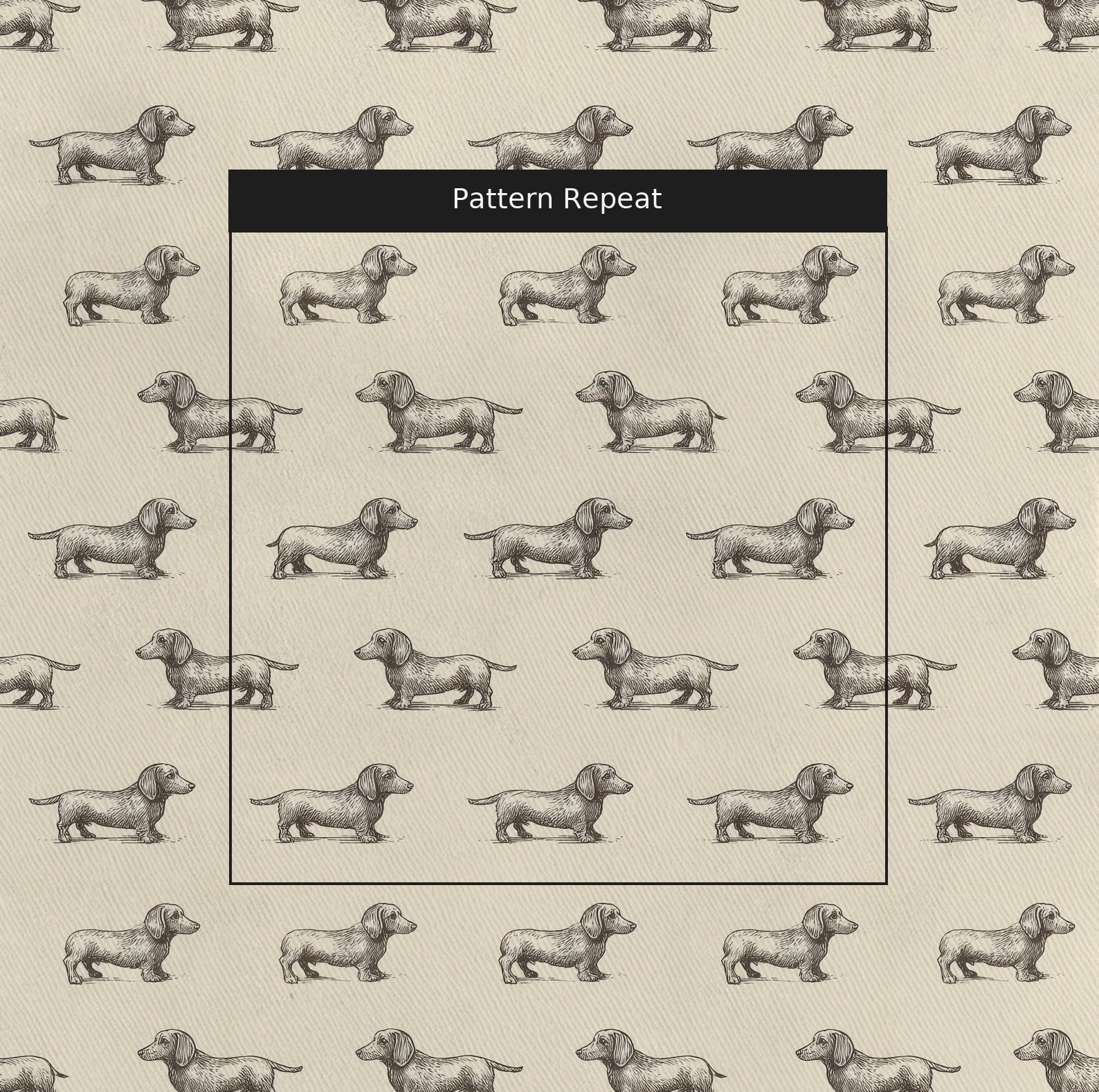 Dachshund Tiny Print - Fabric - Linen Rowe