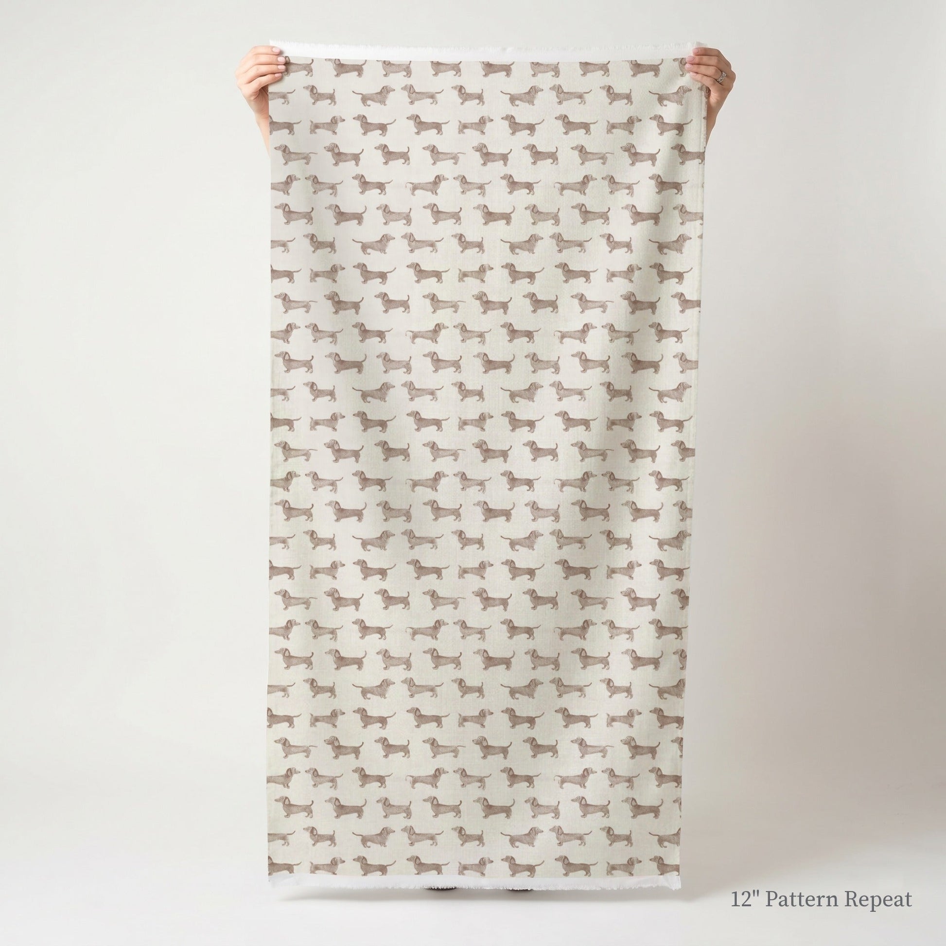 Dachshund Tonal Print - Fabric - Linen Rowe