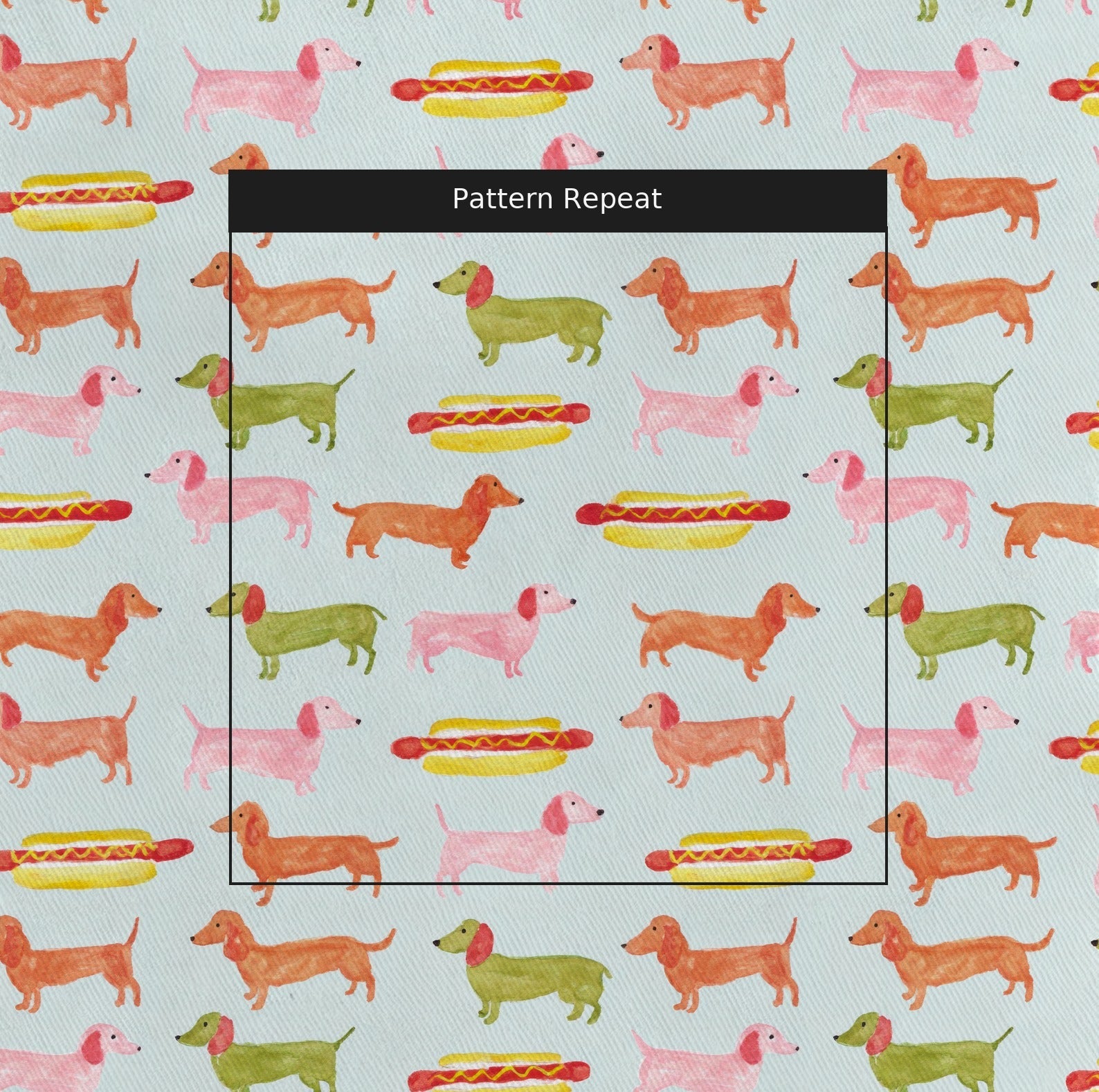 Dachshunds And Hotdogs - Fabric - Linen Rowe