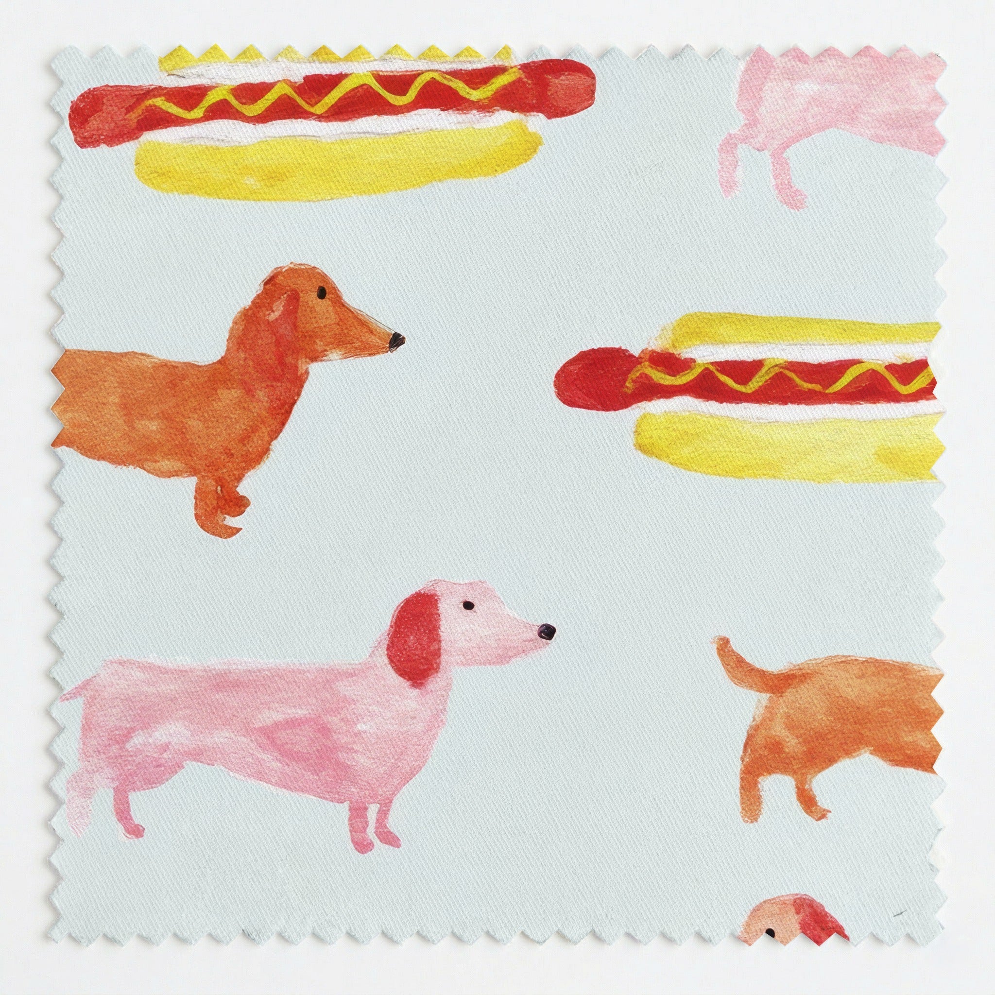 Dachshunds And Hotdogs - Fabric - Linen Rowe