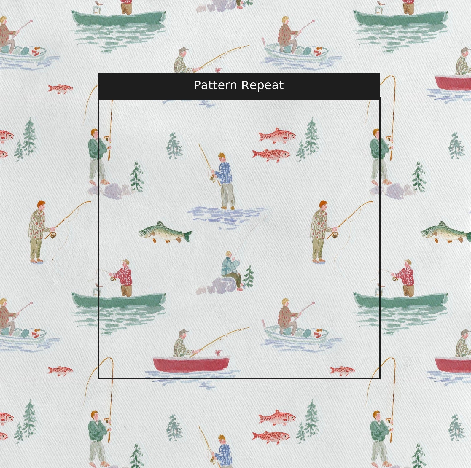 Dainty Fishermen - Fabric - Linen Rowe