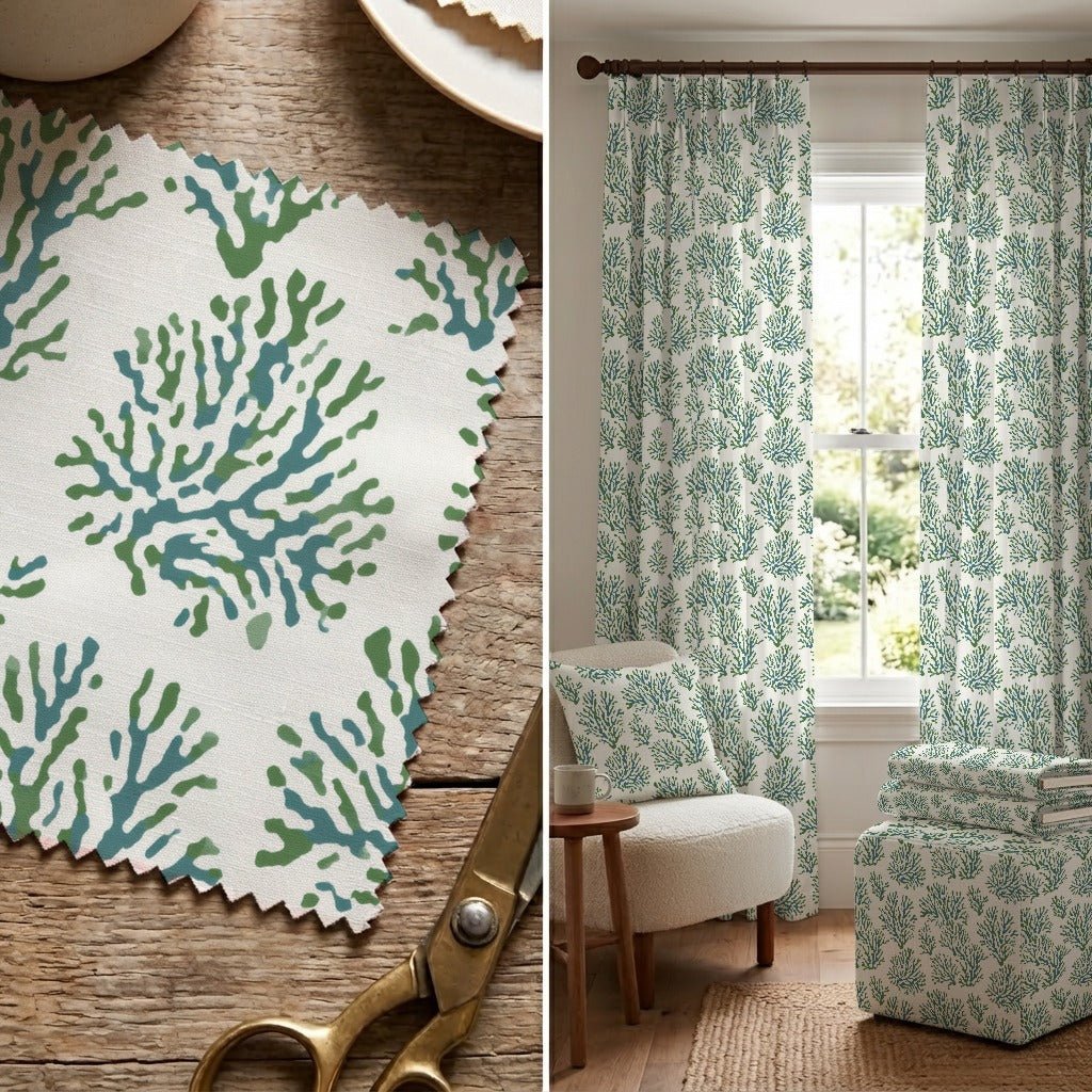 Denholm Coral - Fabric - Linen Rowe