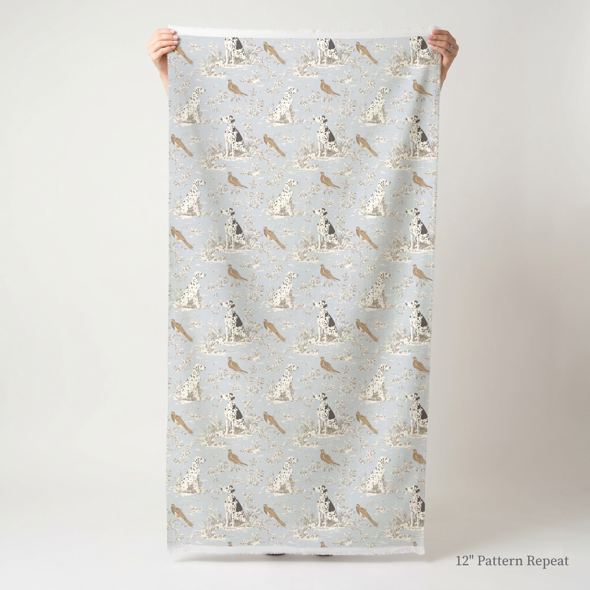 Dog and Birds - Fabric - Linen Rowe