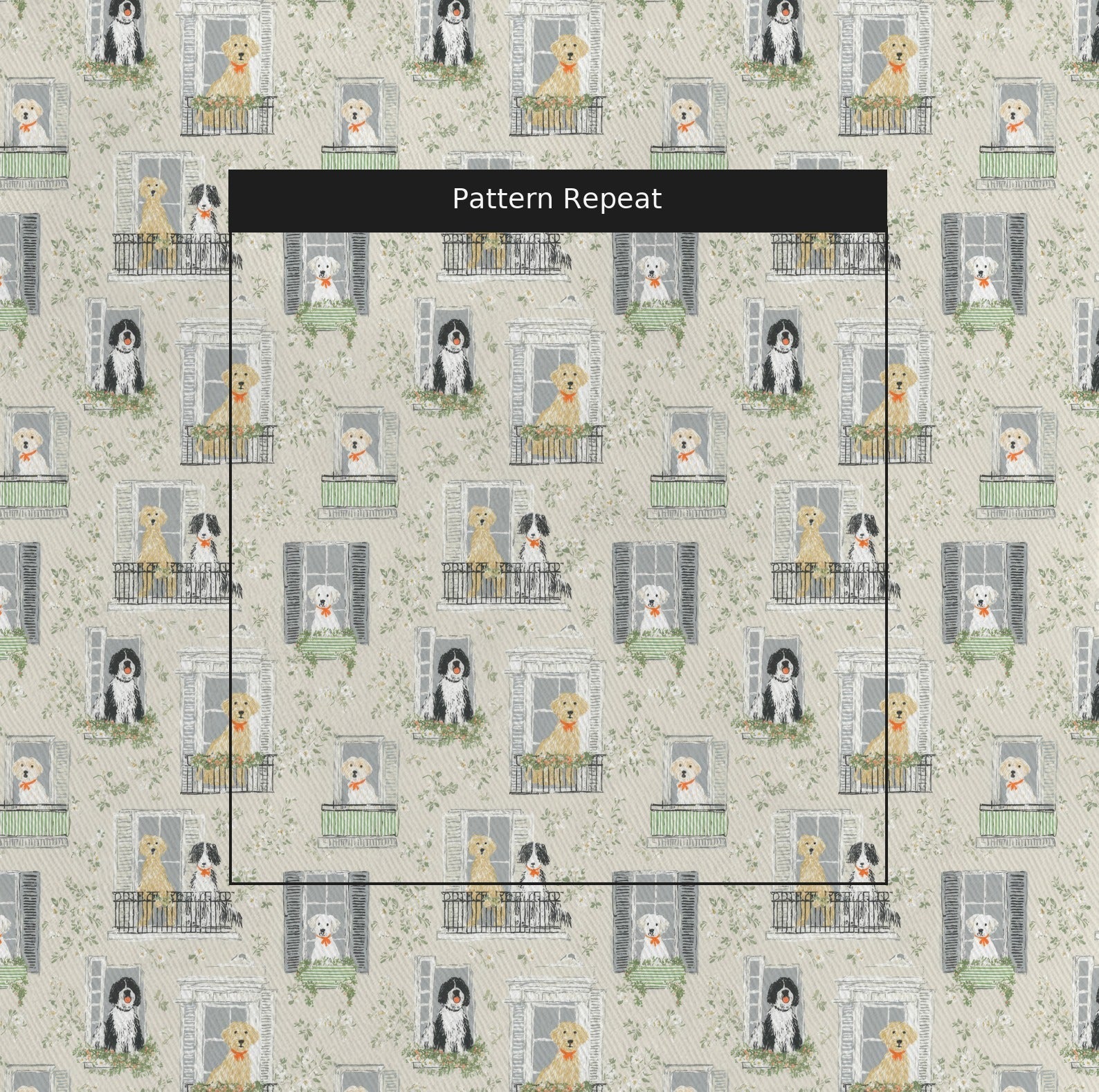 Doggy in the Window - Fabric - Linen Rowe