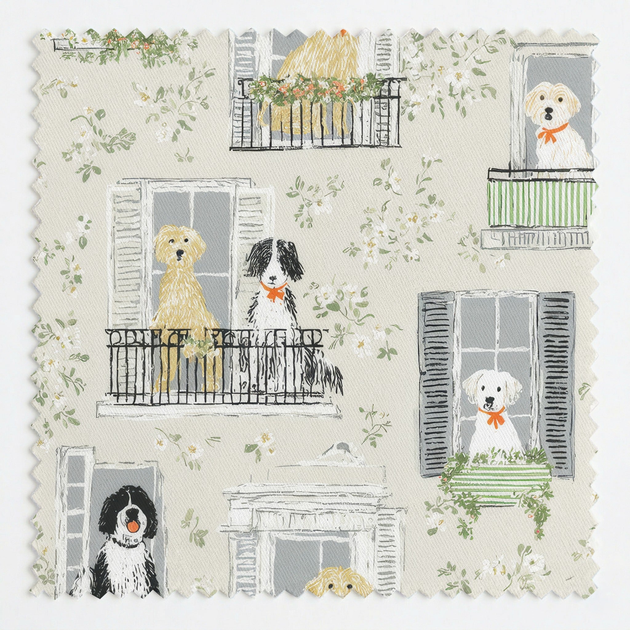 Doggy in the Window - Fabric - Linen Rowe