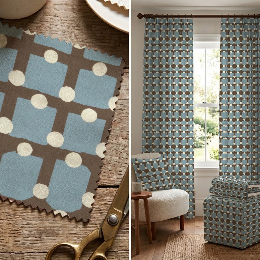 Domino Dot Lattice - Fabric - Linen Rowe