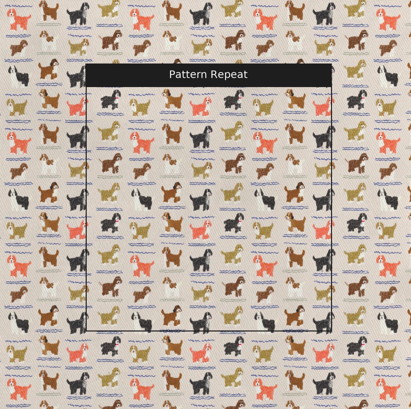 Doodle Waves - Fabric - Linen Rowe