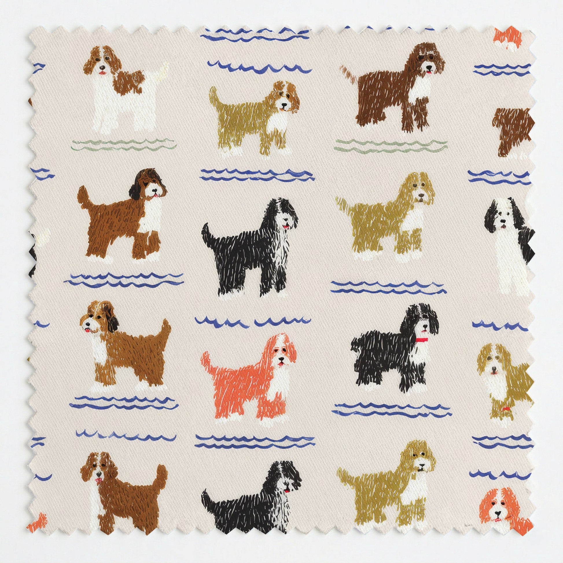 Doodle Waves - Fabric - Linen Rowe