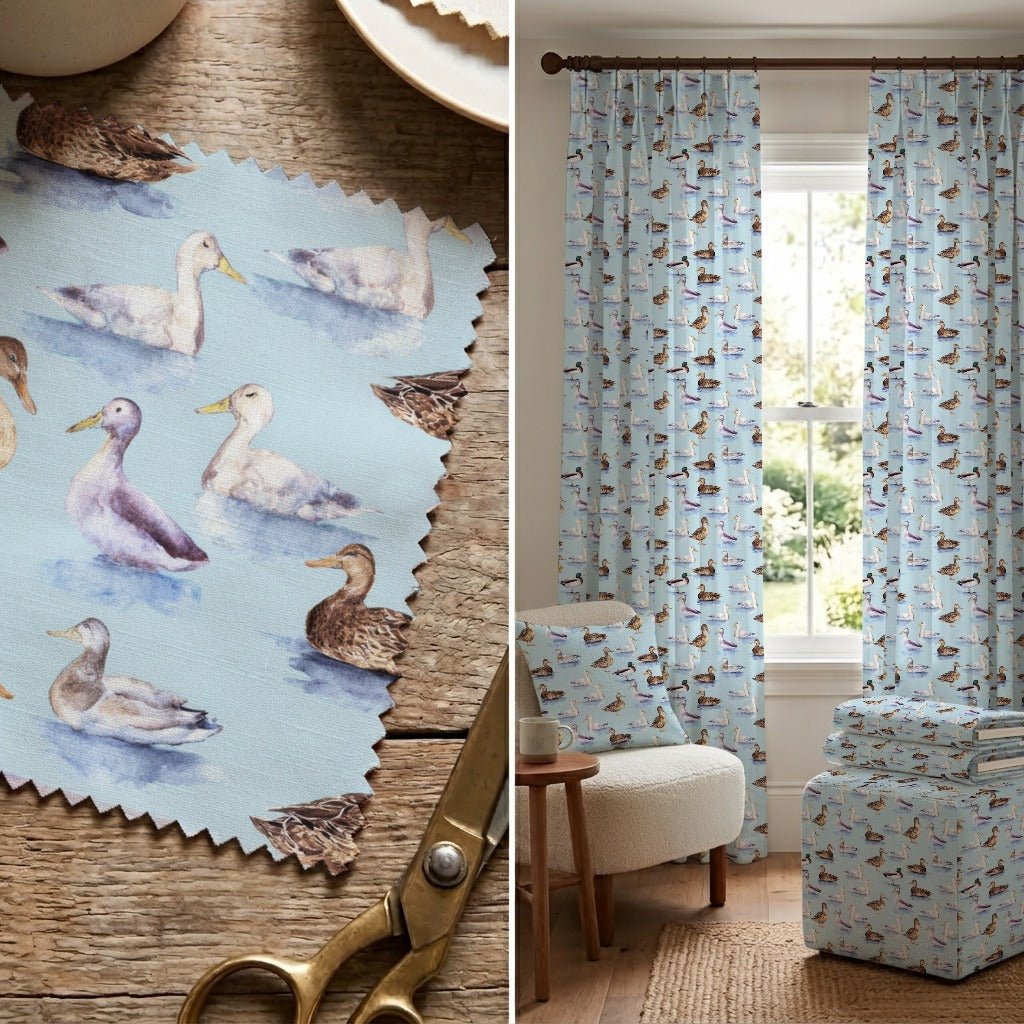 Ducks in the Lake - Fabric - Linen Rowe