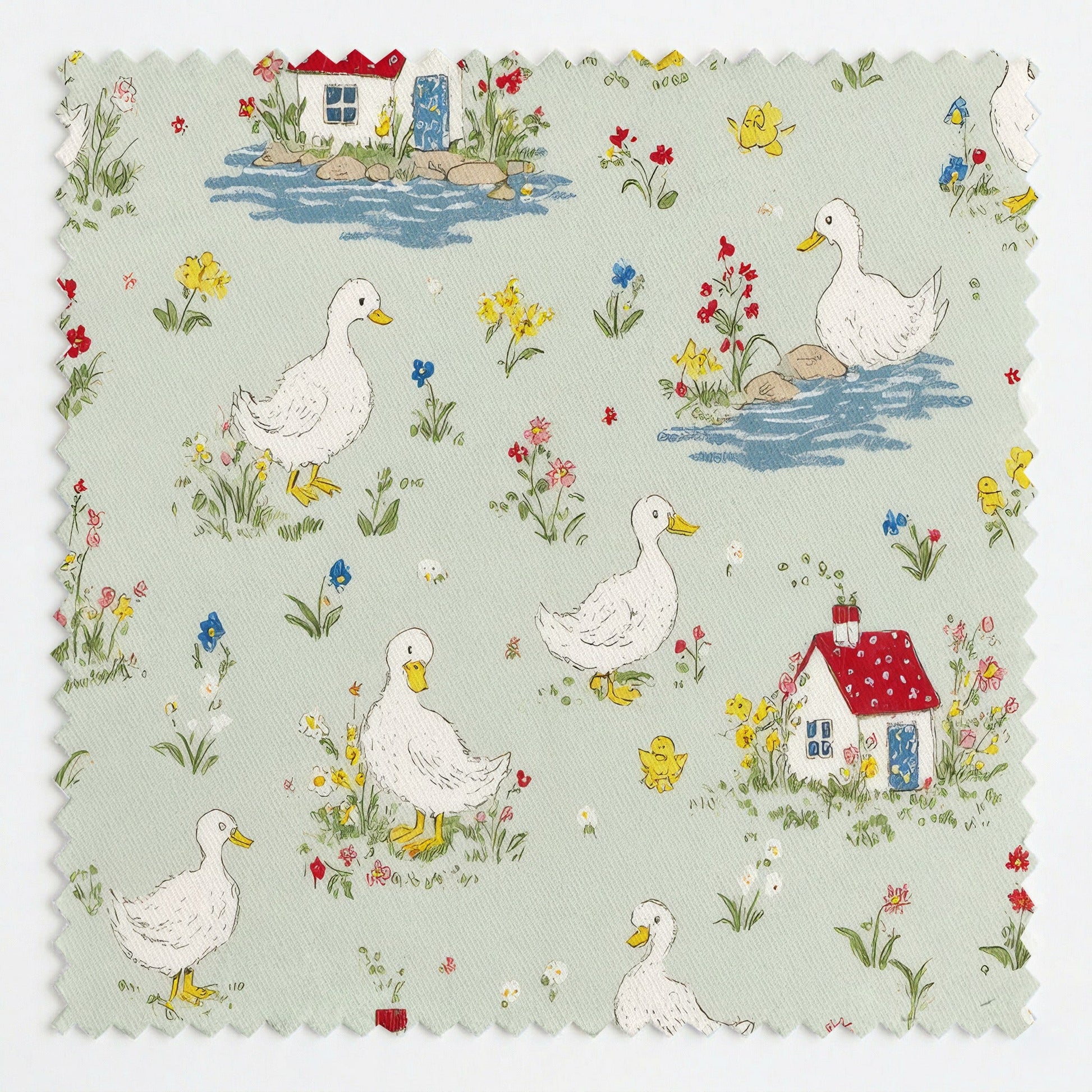 Ducks on the Loose - Fabric - Linen Rowe