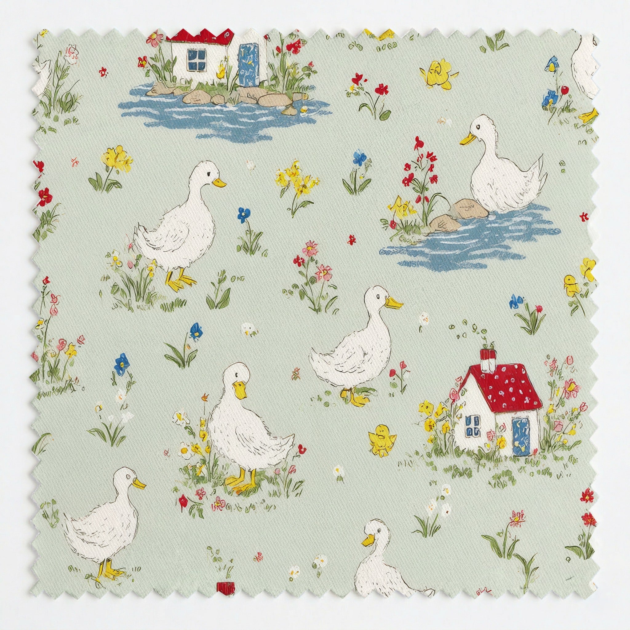 Ducks on the Loose - Fabric - Linen Rowe