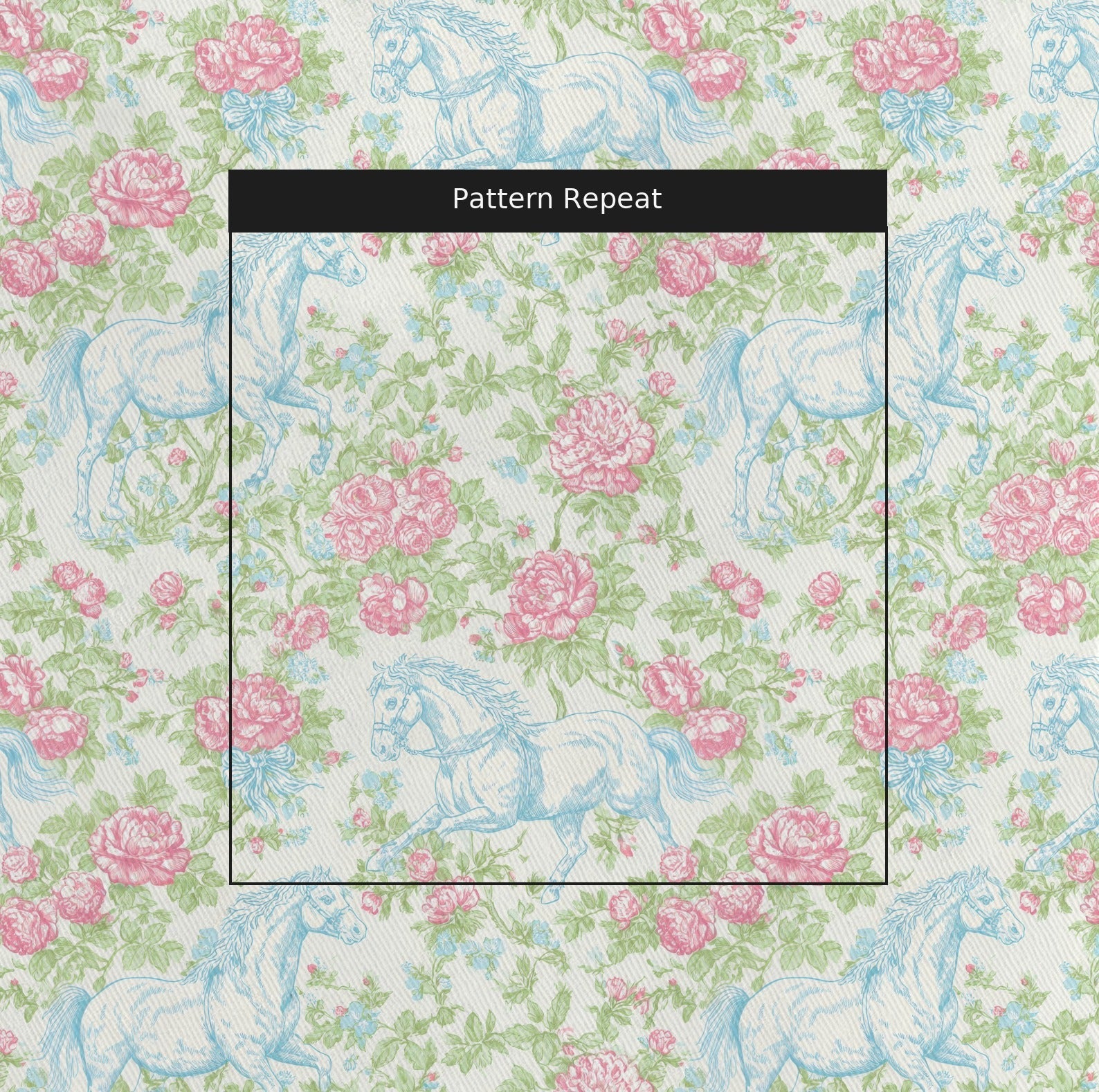 Elegant Horse Garden - Fabric - Linen Rowe