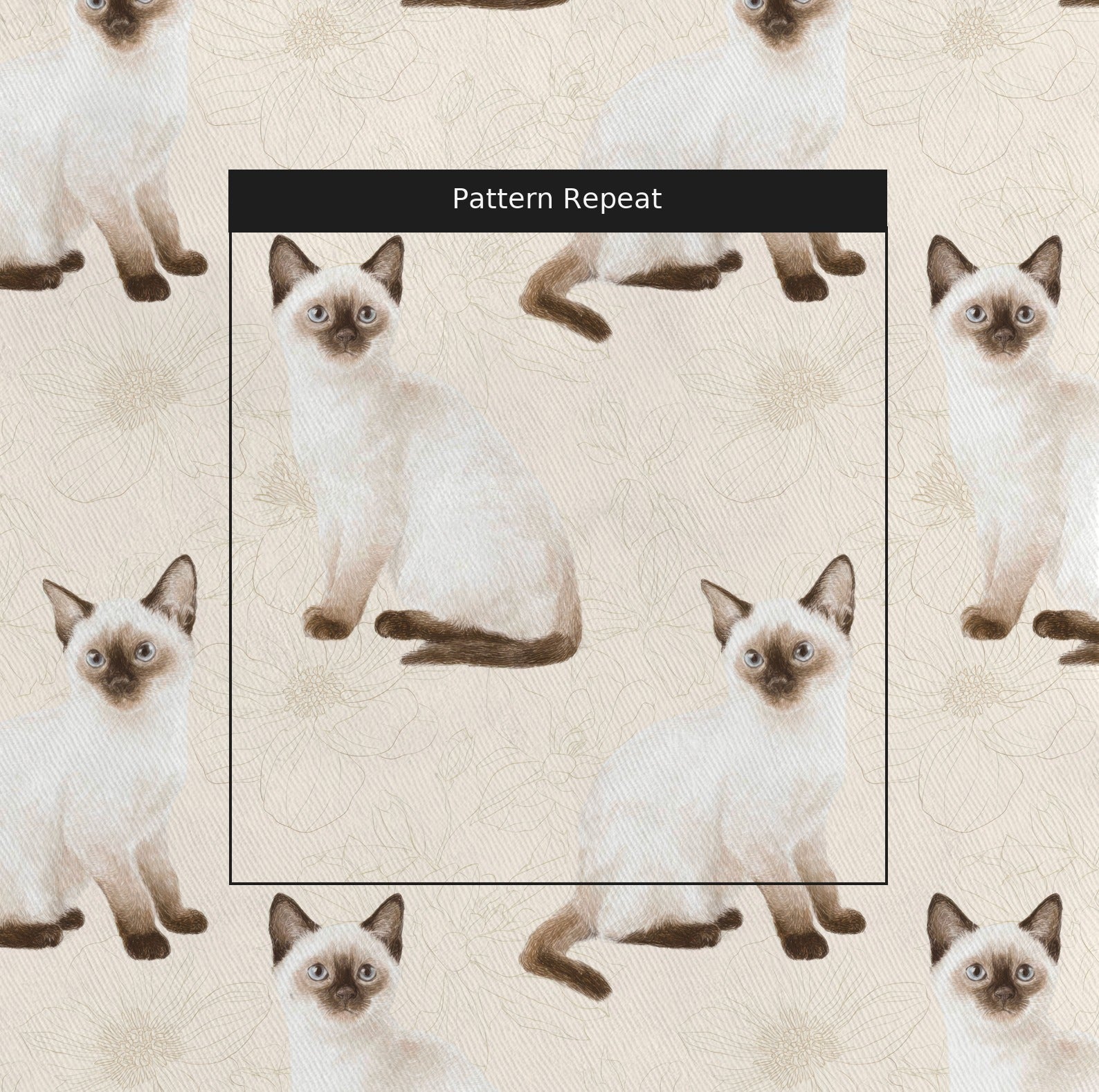Elegant Siamese - Fabric - Linen Rowe