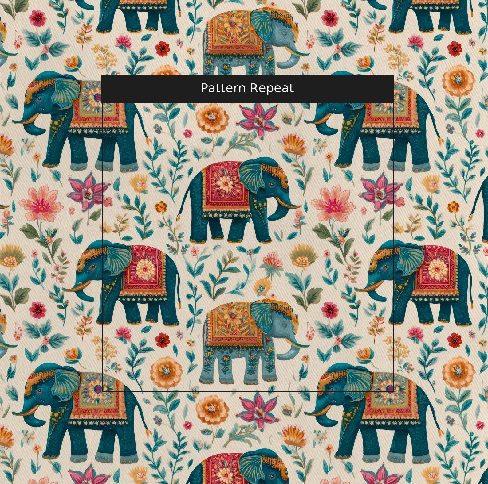 Elephant Jungle - Fabric - Linen Rowe