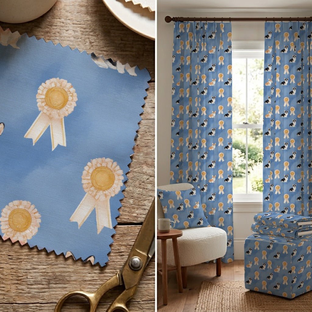 First Place Corgis - Fabric - Linen Rowe
