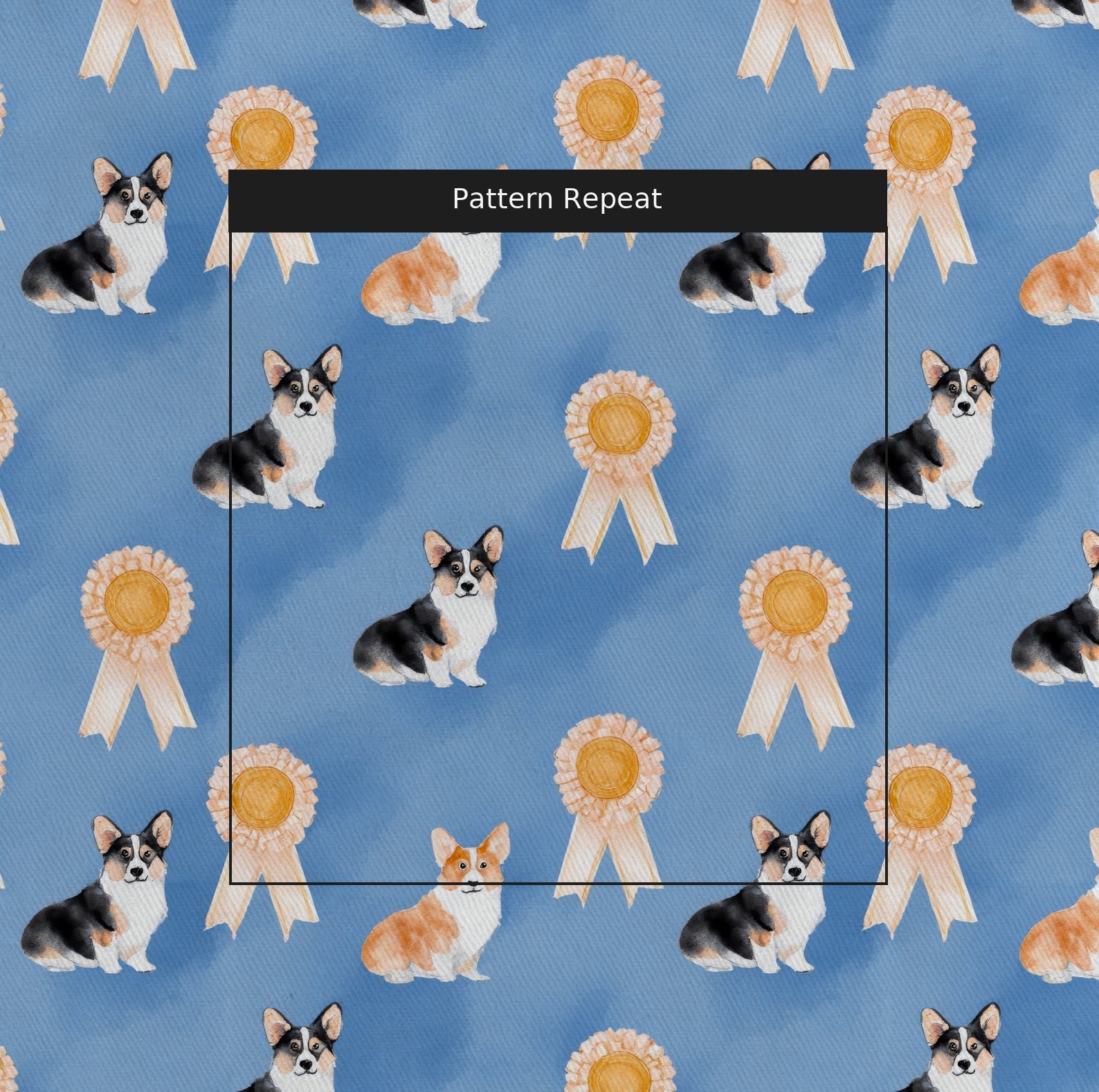 First Place Corgis - Fabric - Linen Rowe