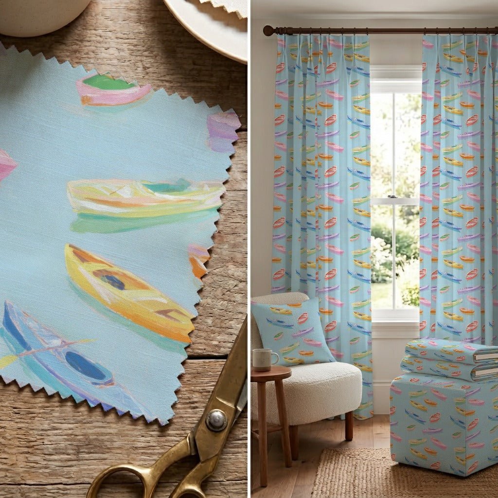Floating Boats - Fabric - Linen Rowe