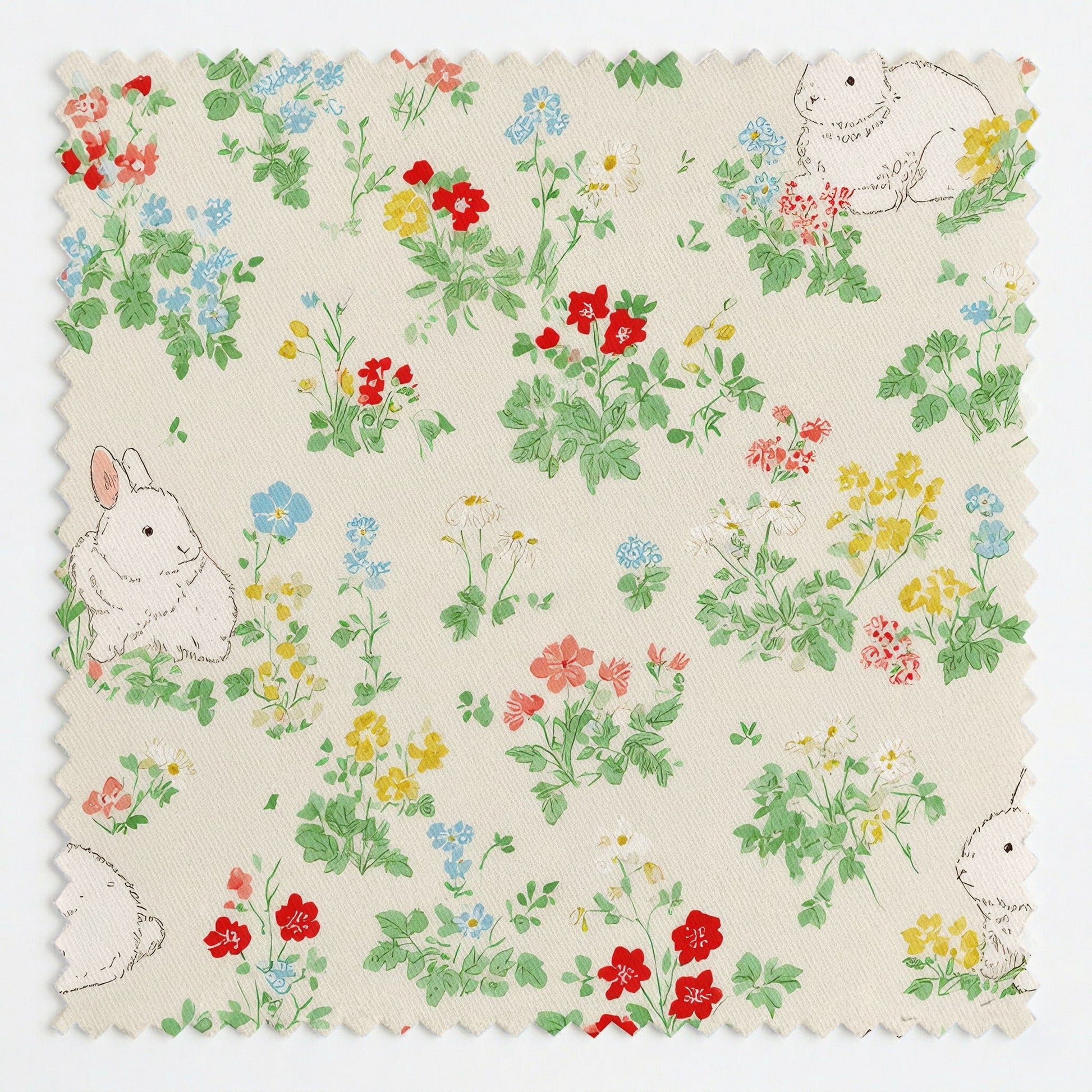 Floral Bunnies - Fabric - Linen Rowe