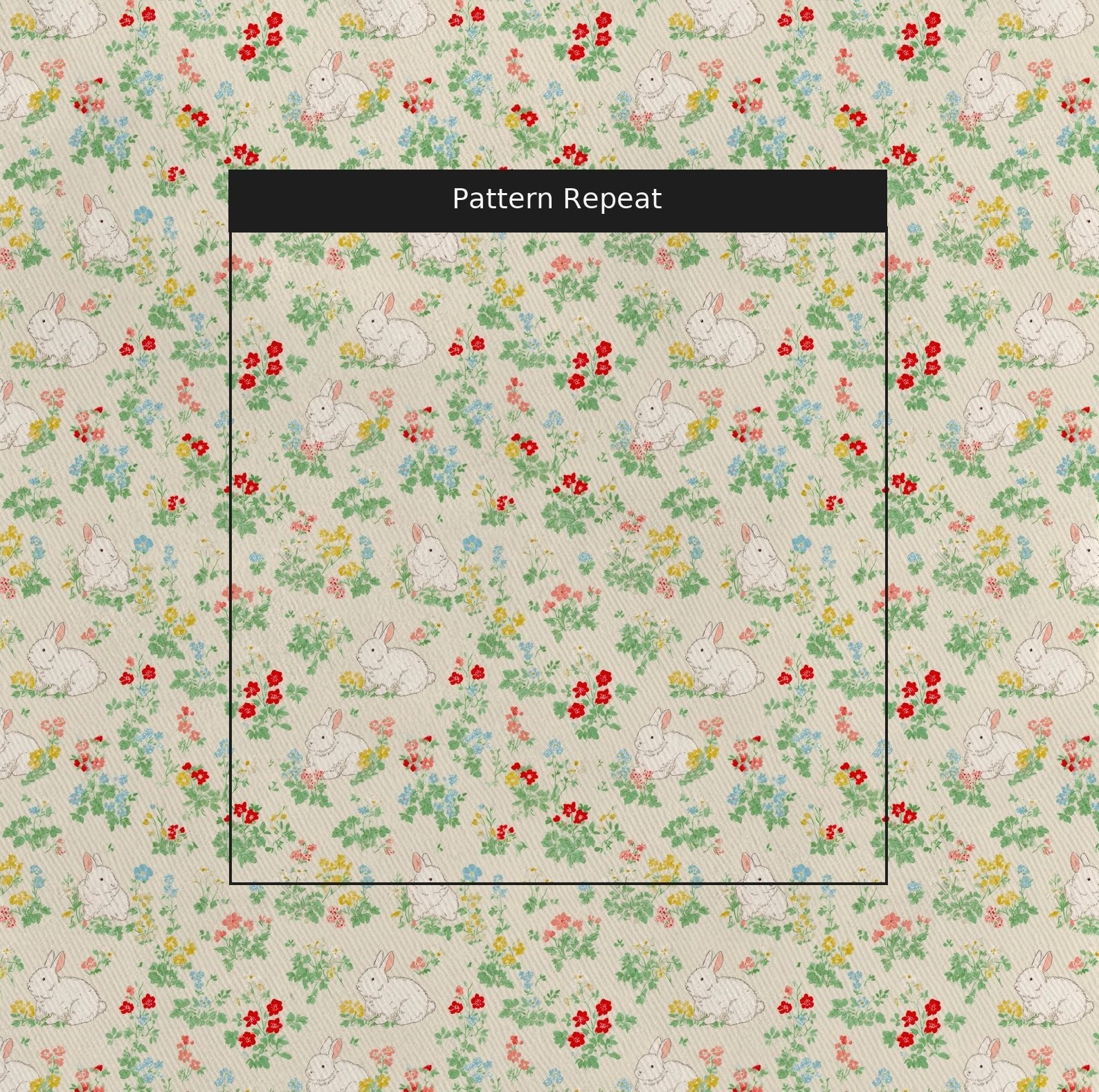 Floral Bunnies - Fabric - Linen Rowe