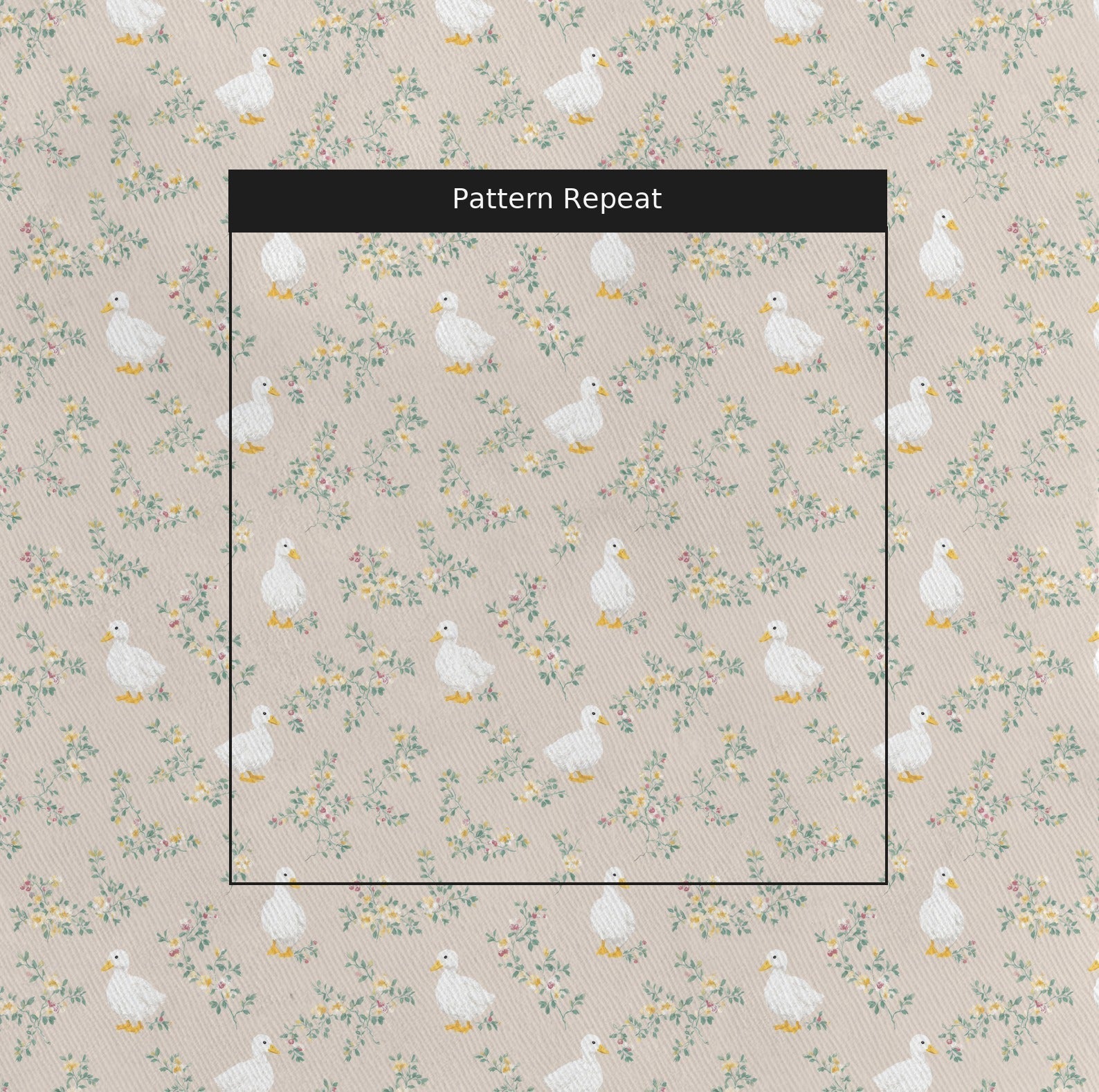 Floral Ducks - Fabric - Linen Rowe