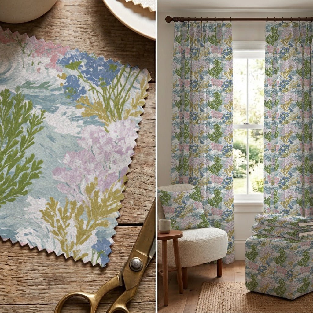 Floral Ocean - Fabric - Linen Rowe
