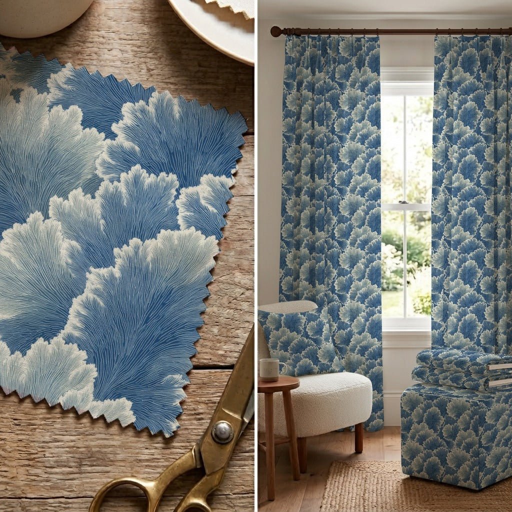 Flourish Blue - Fabric - Linen Rowe