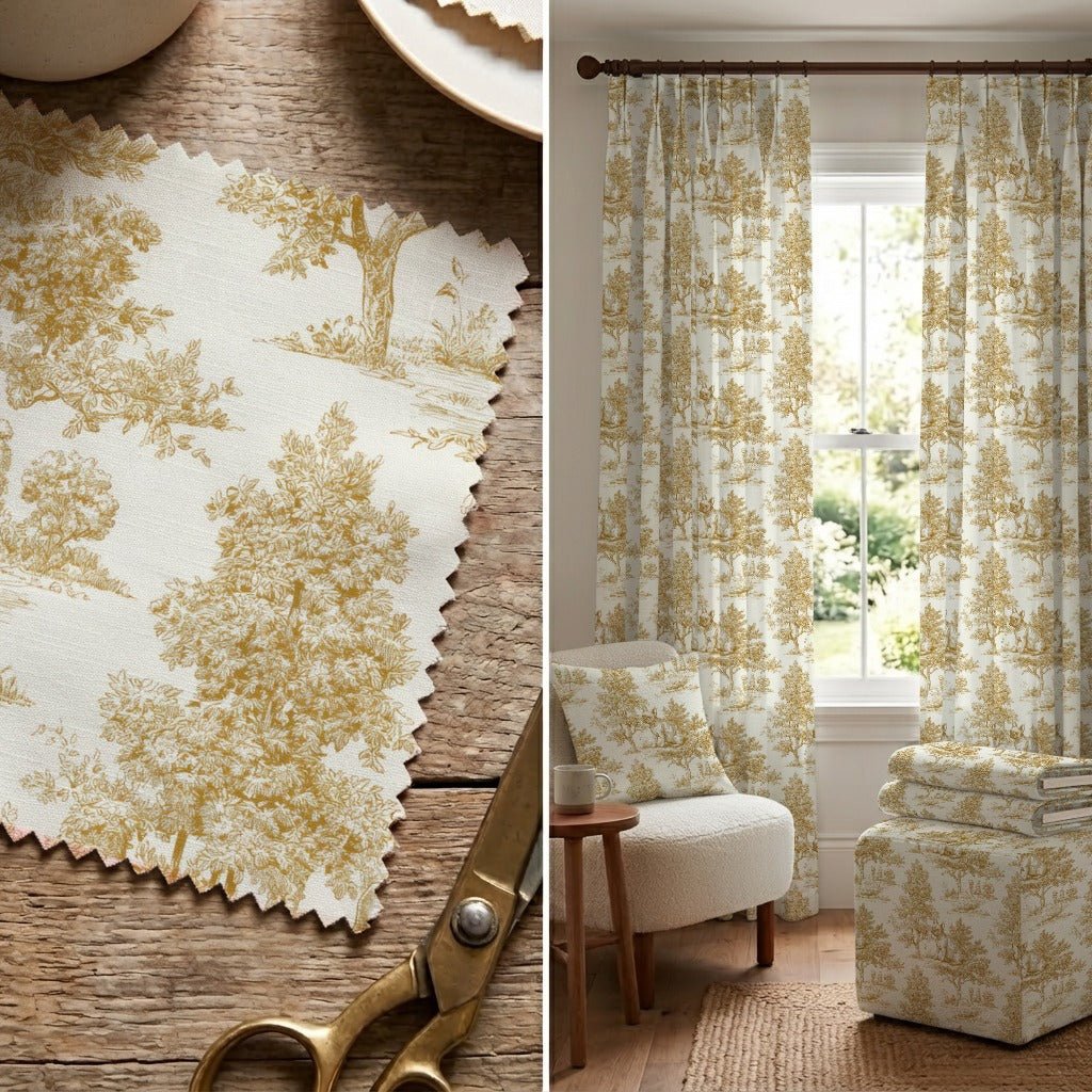 French Bulldog Country Toile - Fabric - Linen Rowe