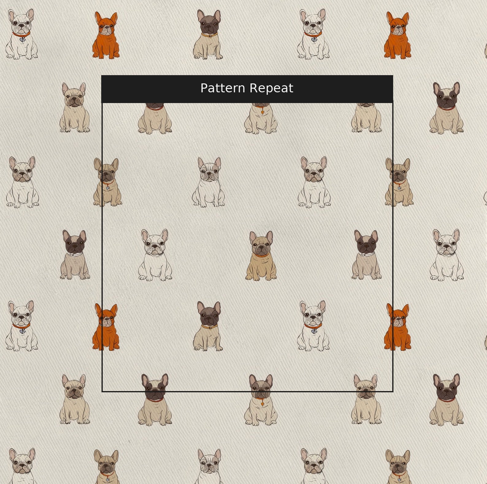 French Bulldog Ditsy Cream - Fabric - Linen Rowe