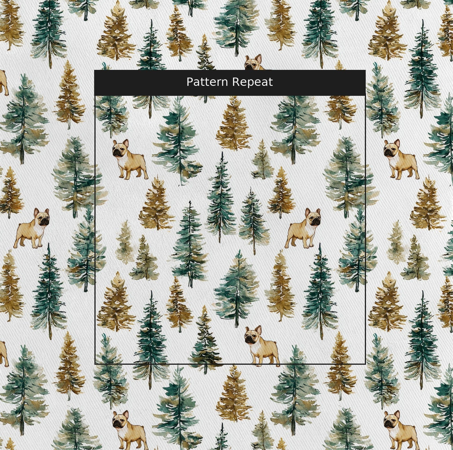 French Bulldog Evergreen Grove - Fabric - Linen Rowe