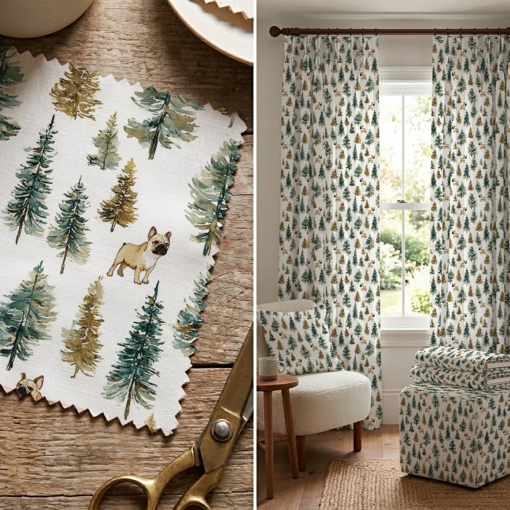 French Bulldog Evergreen Grove - Fabric - Linen Rowe